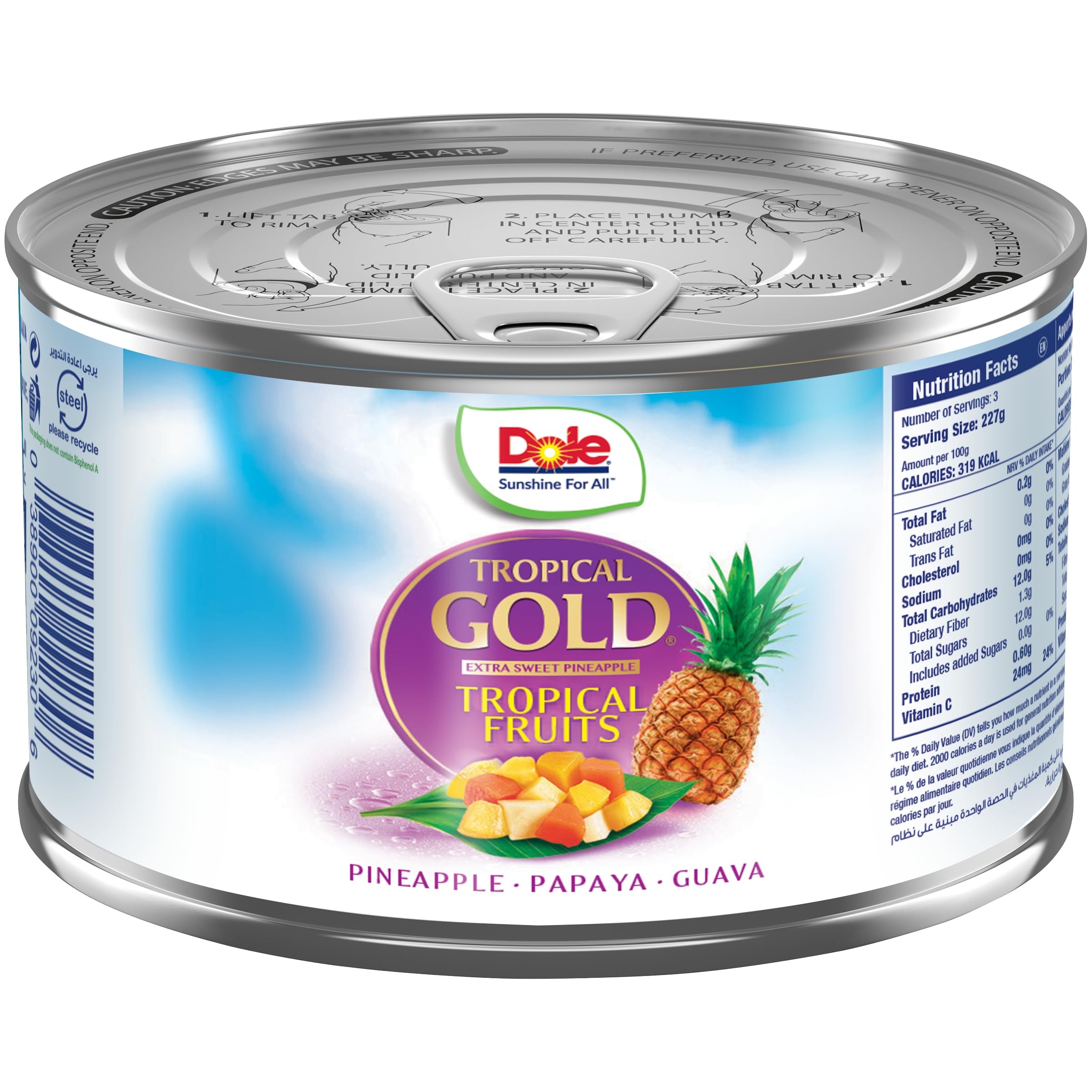 Canned Tropical Fruit Mix with Gold Pineapple 227 g, 3-Pack