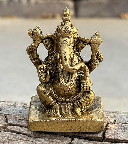 Ganesh / Ganesha / Ganpati Estatua de sabiduría y riqueza escultura de metal latón India