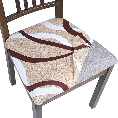 SearchI - Fundas de asiento para silla de comedor, de licra y tela Jacquard repelente al agua, extraíbles, lavables, antipolvo, fundas de asiento