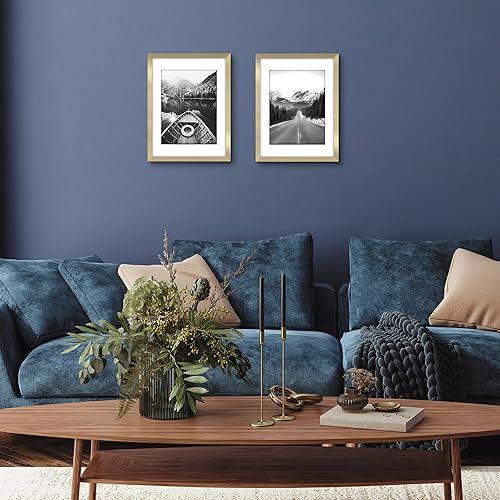 Vista 226 de Americanflat Portarretratos de 8 x 12 pulgadas con plexiglás pulido, juego de 2 portarretratos de 6 x 8 pulgadas con paspartú o para fotos de 8 x 12