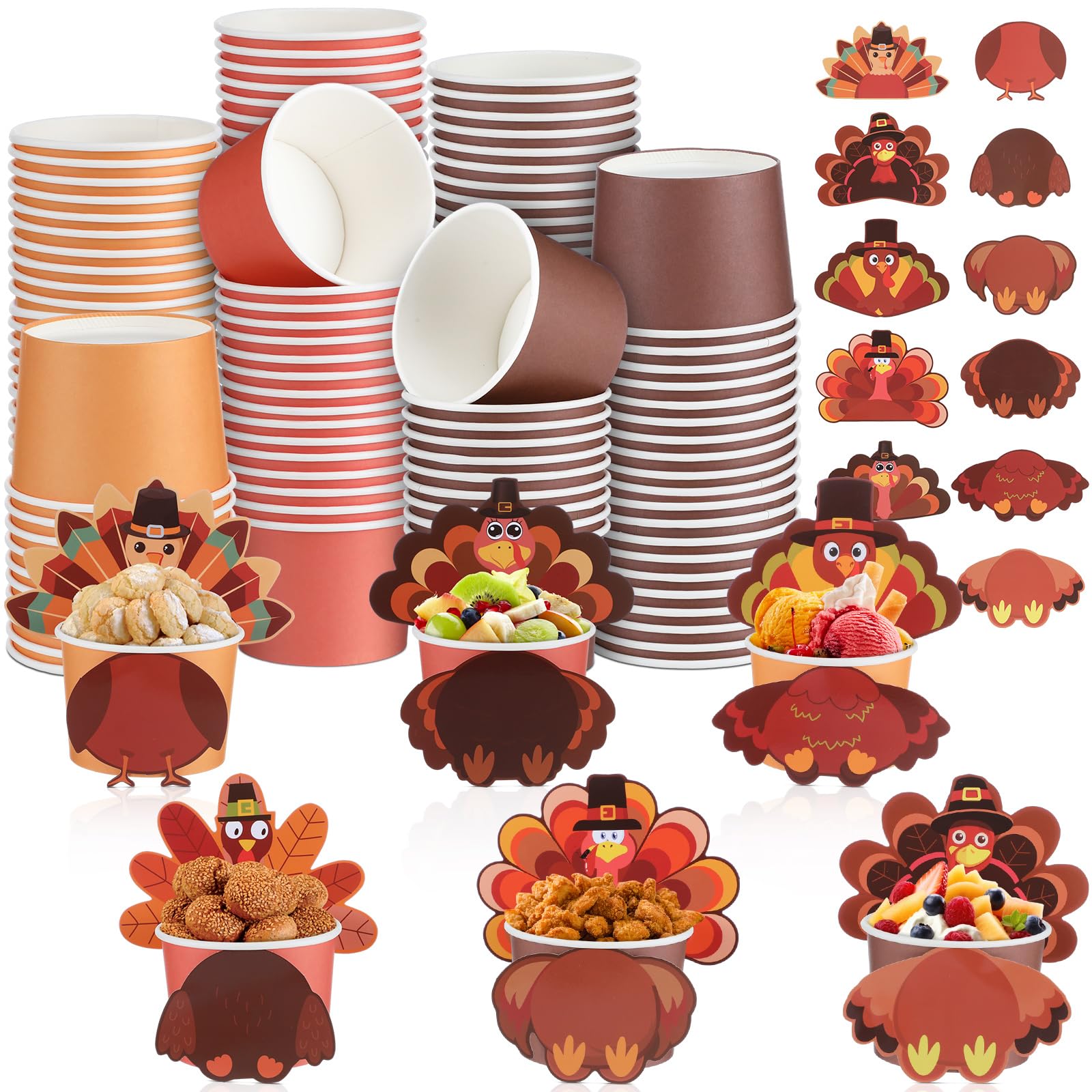 RimCereal 60 Pcs Fall Disposable Bowls - 10 oz Paper Bowls for Hot or Cold Food, Thanksgiving Party Supplies