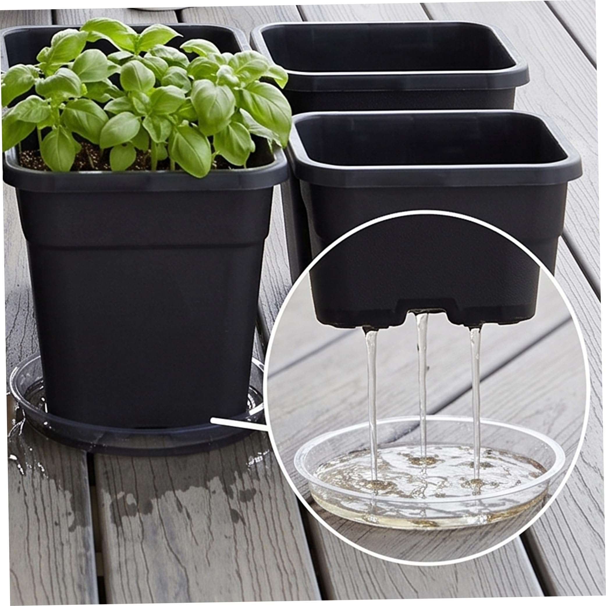 Pots de pépinière de 5 gallons, Pots carrés pour Plantes avec Trous Drainage, 10 pièces
