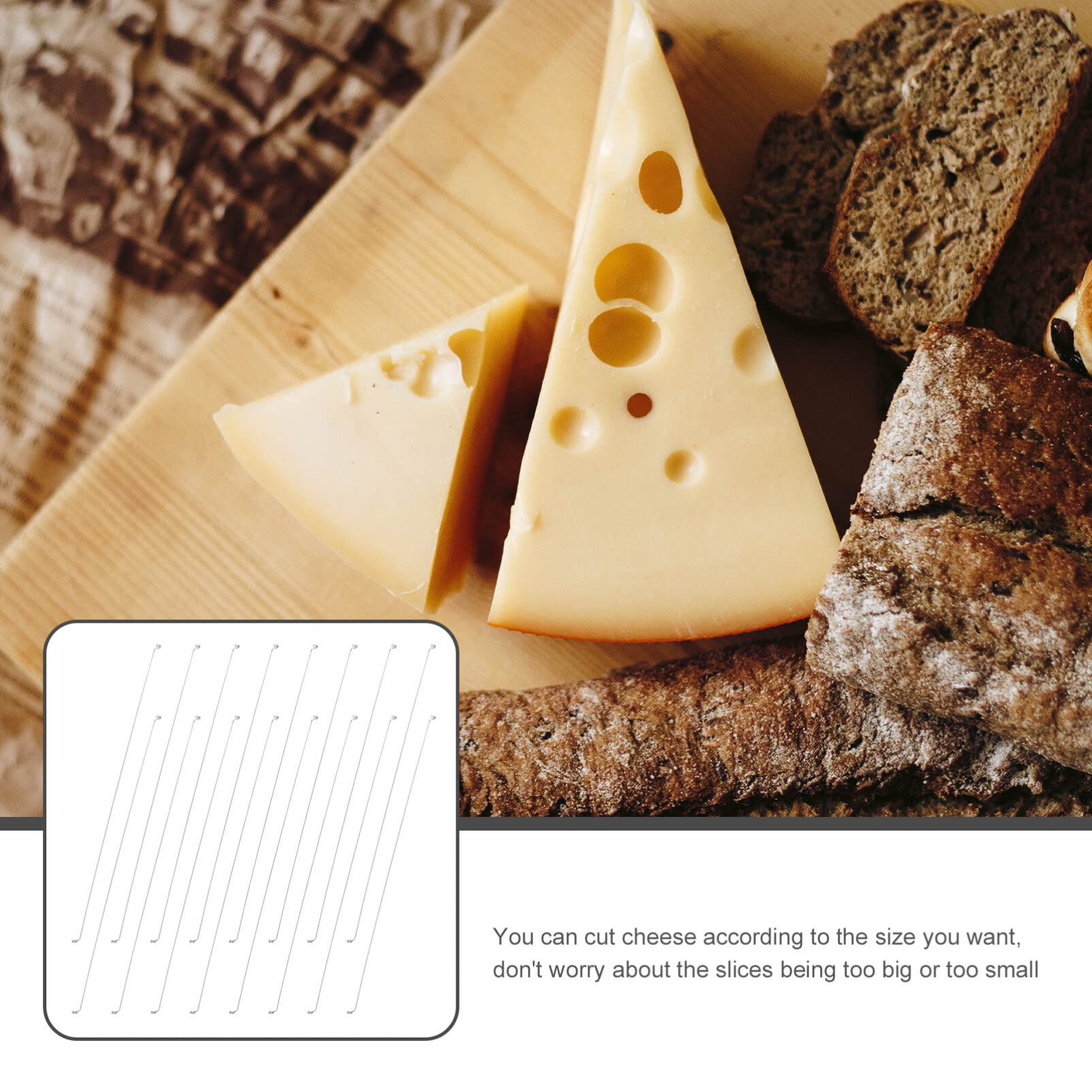 BESTonZON 50pcs Stainless Steel Cheese Slicer Replacement Wire for Block Cheese Slicer