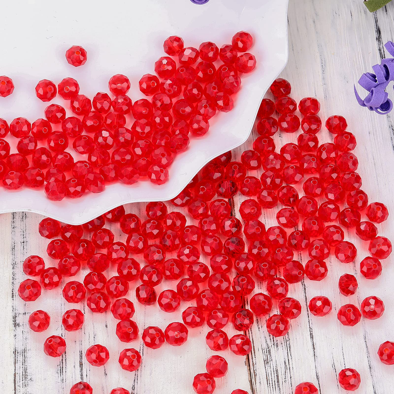 200 perline di cristallo sfaccettate da 8 mm, perline di cristallo rosso Siam, perline rotonde in vetro Briolette, perline distanziali per gioielli e collane, decorazione