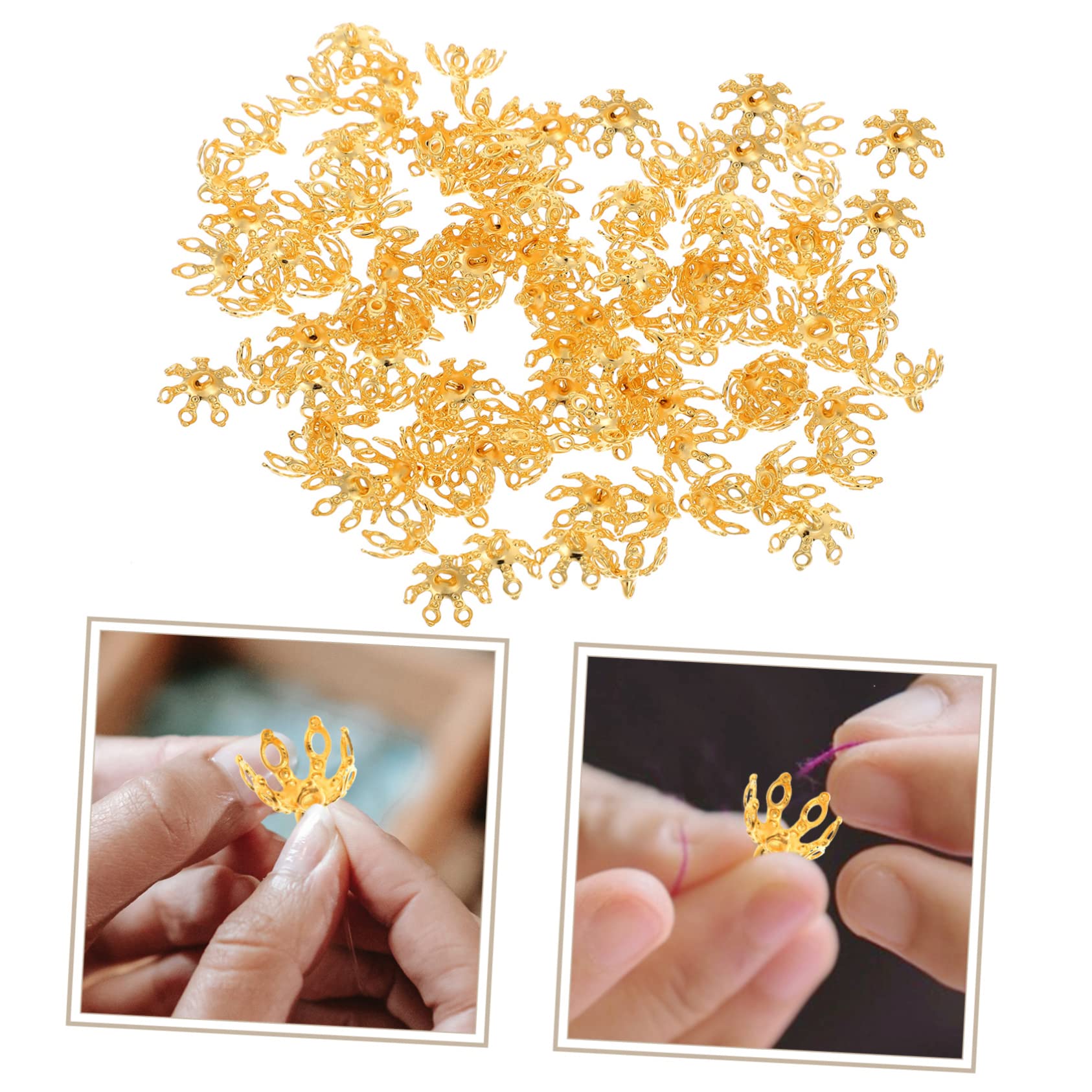 SHINEOFI 500 Piezas receptáculo sombrero flor colgante materiales para manualidades material para manualidades casquillos cuentas filigrana bisutería materiales sombreros joyas