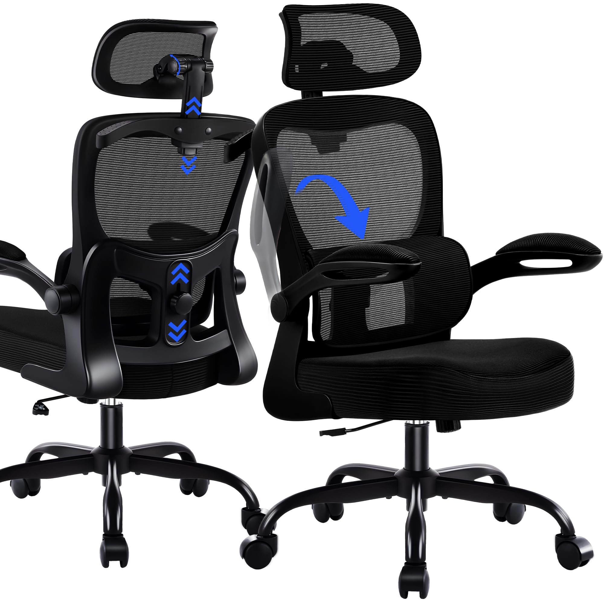 Coscendo Ergonomic Office Chair with Headrest & Lumbar Support, Black