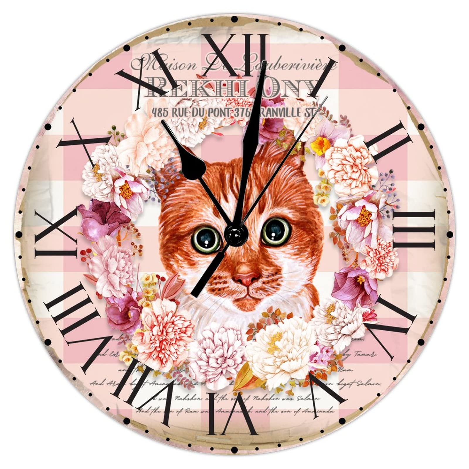 Horloge murale chat en PVC rustique pour sublimer la décoration de votre salon cosy