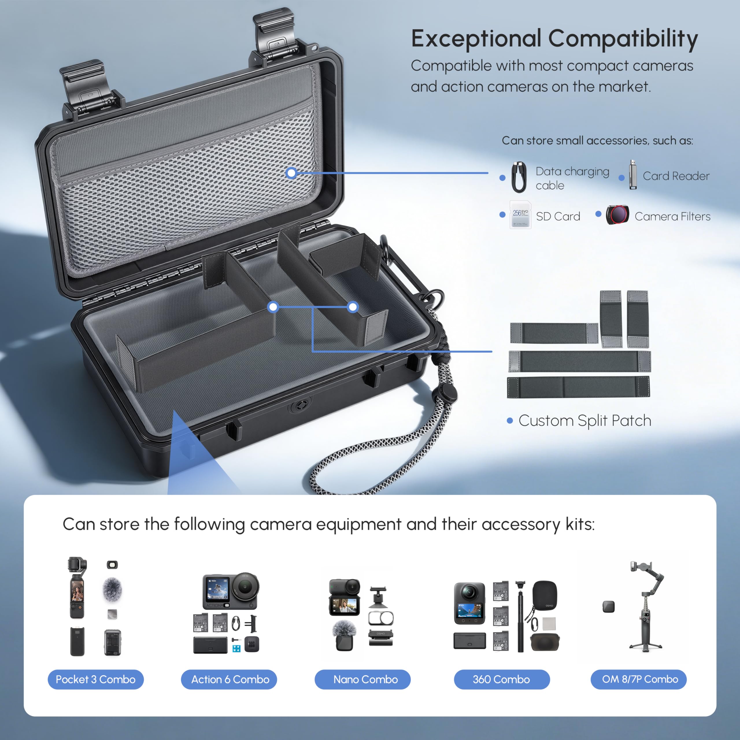 STARTRC PHOTO wasserdichte Hartschalen Tasche für Insta360 Luna Ultra | kompatibel mit Osmo Pocket 4/3, individuell einstellbare Trennwände, IP67-Schutz, Reise-Aufbewahrungsetui (nur Etui)