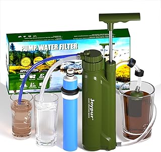 Portable 3-Stage Water Purifier Survival Pump with 0.0001 Micron Reverse Osmosis Ro Membrane Water Purification System,Suitable for Hiking,Camping,Emergency Survival Water and Outdoor Activities