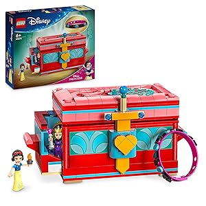 LEGO ǀ Disney Portagioie di Biancaneve – Giocattolo da Principesse con Coperchio, Braccialetto Indossabile e Mini Bamboline di Biancaneve e Regina Cattiva – Regalo per Bambine 6 + Fan del Film – 43276