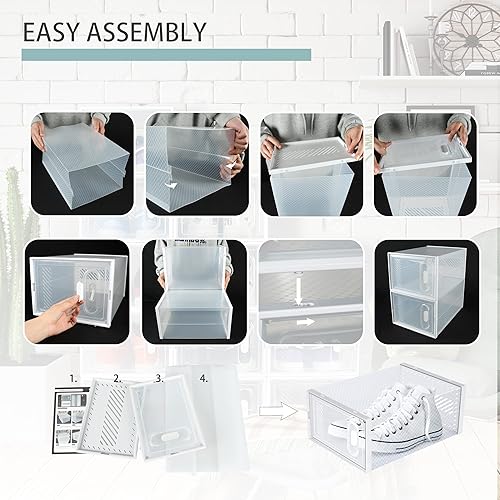 Miniatura 3 de Hrrsaki Paquete de 12 cajas de almacenamiento de zapatos cajas de plástico transparente apilables cajas organizadoras de zapatos con tapas de