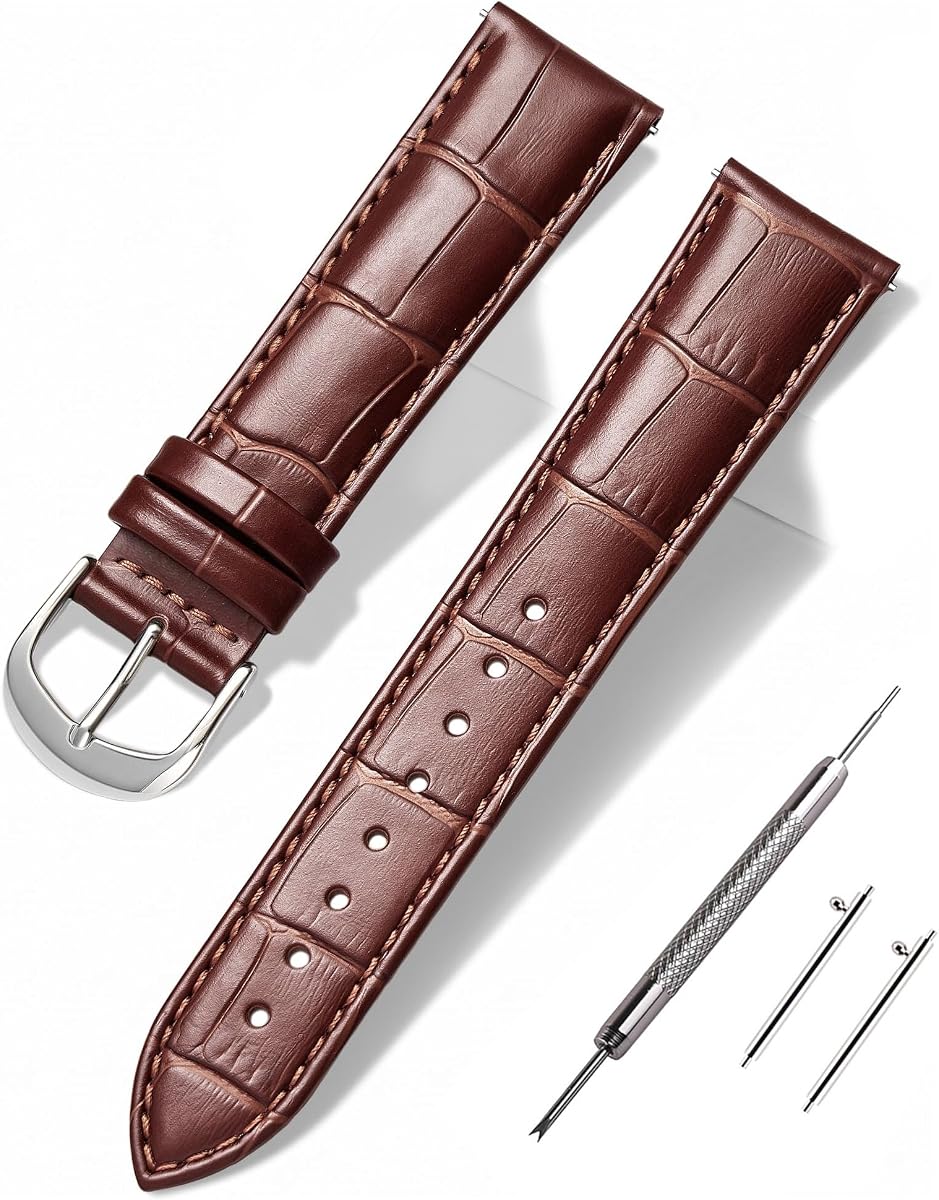 Alligator Grain Leather Quick Release Watch Bands for Men Women | Crocodile grain, Swap watch straps in seconds, Multiple colors and sizes to suit casual and formal wear