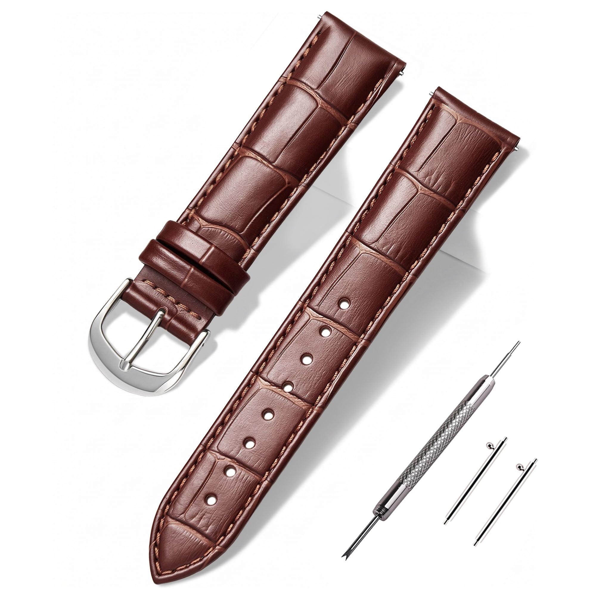 Alligator Grain Leather Quick Release Watch Bands for Men Women