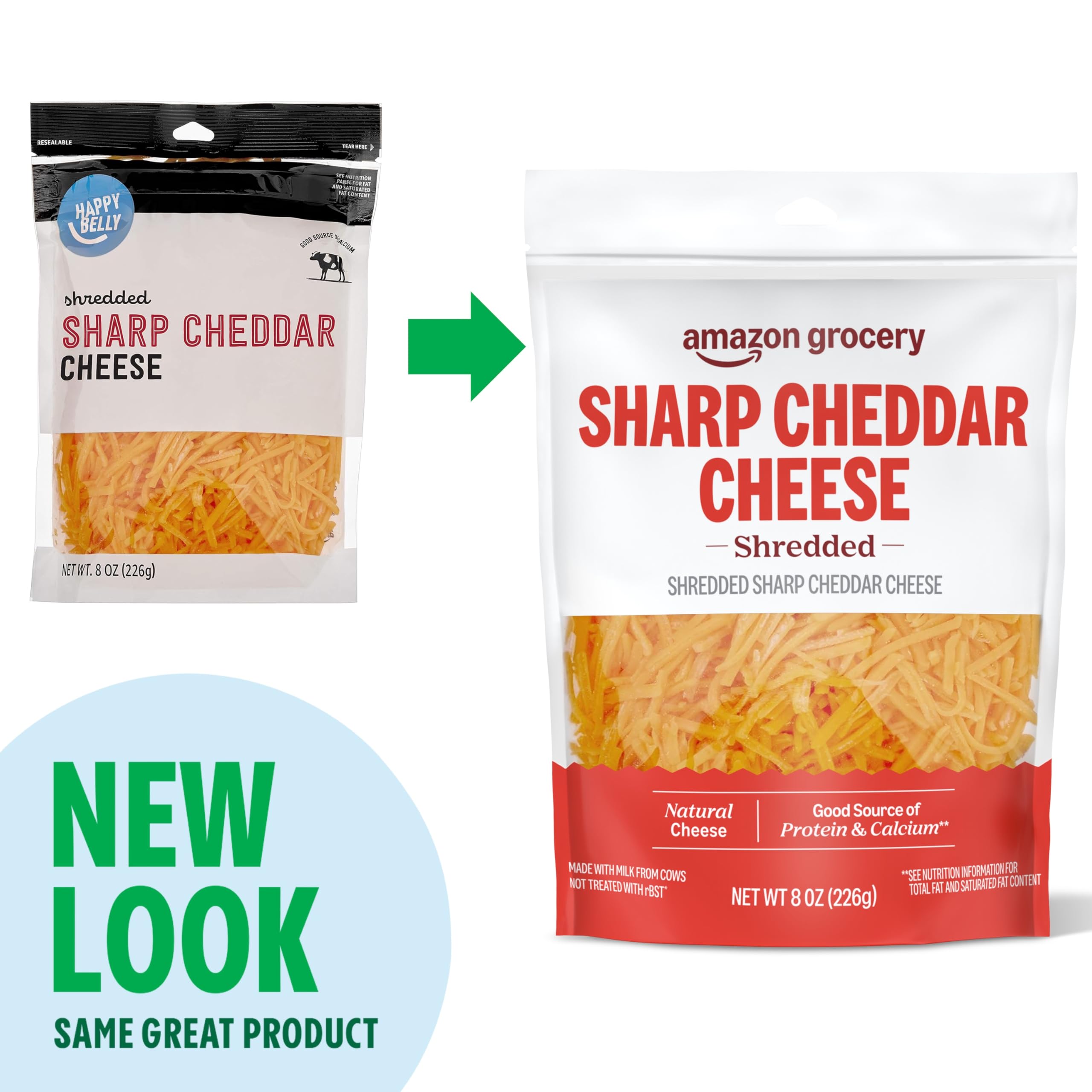 Amazon Grocery Sharp Cheddar Cheese Shredded 8 Oz Previously Happy Belly Packaging May Vary — view 2