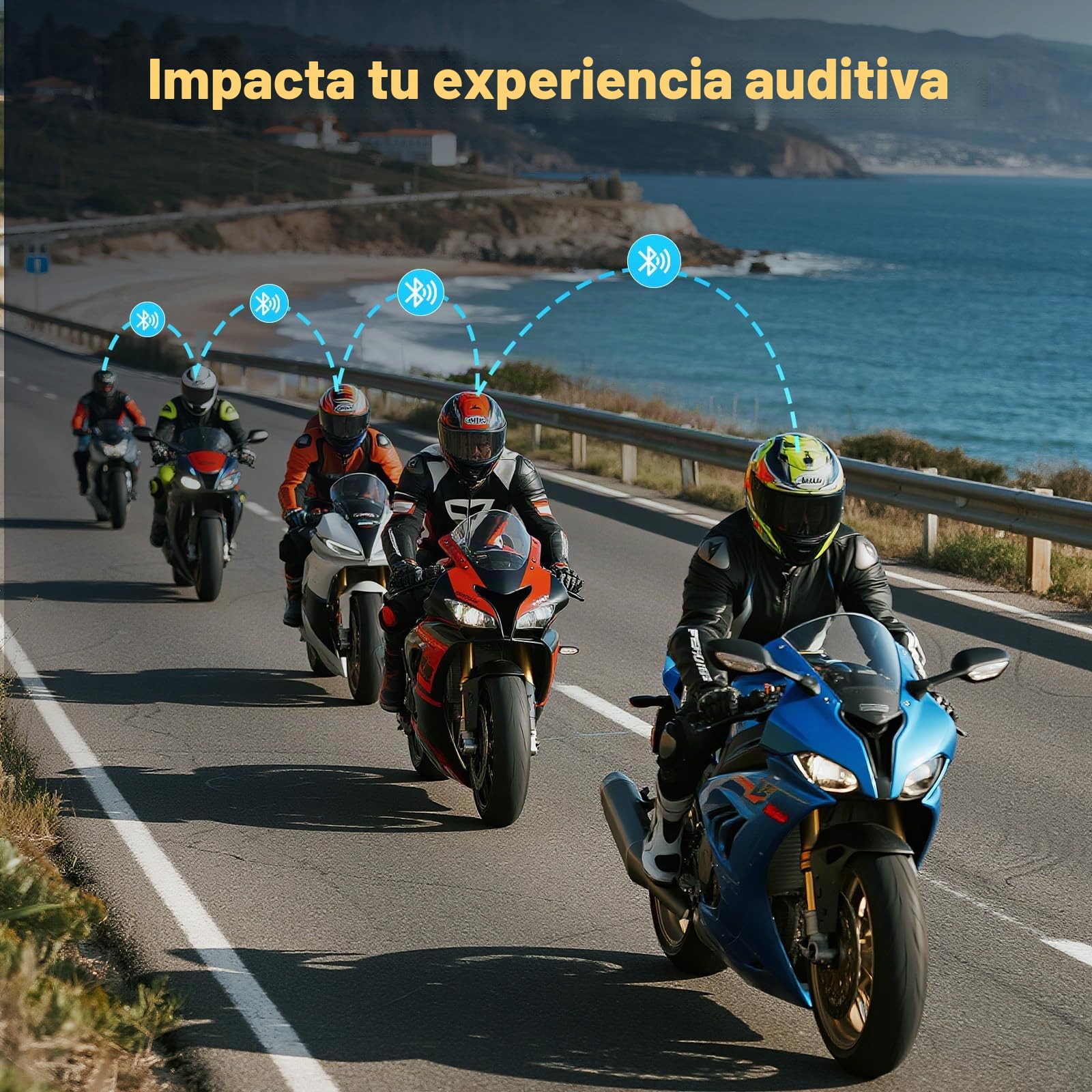 BestYiJo Auriculares Bluetooth para casco de motocicleta con grabación de vídeo HD 1080p, intercomunicador, FM, impermeabilidad IPX6 e iluminación