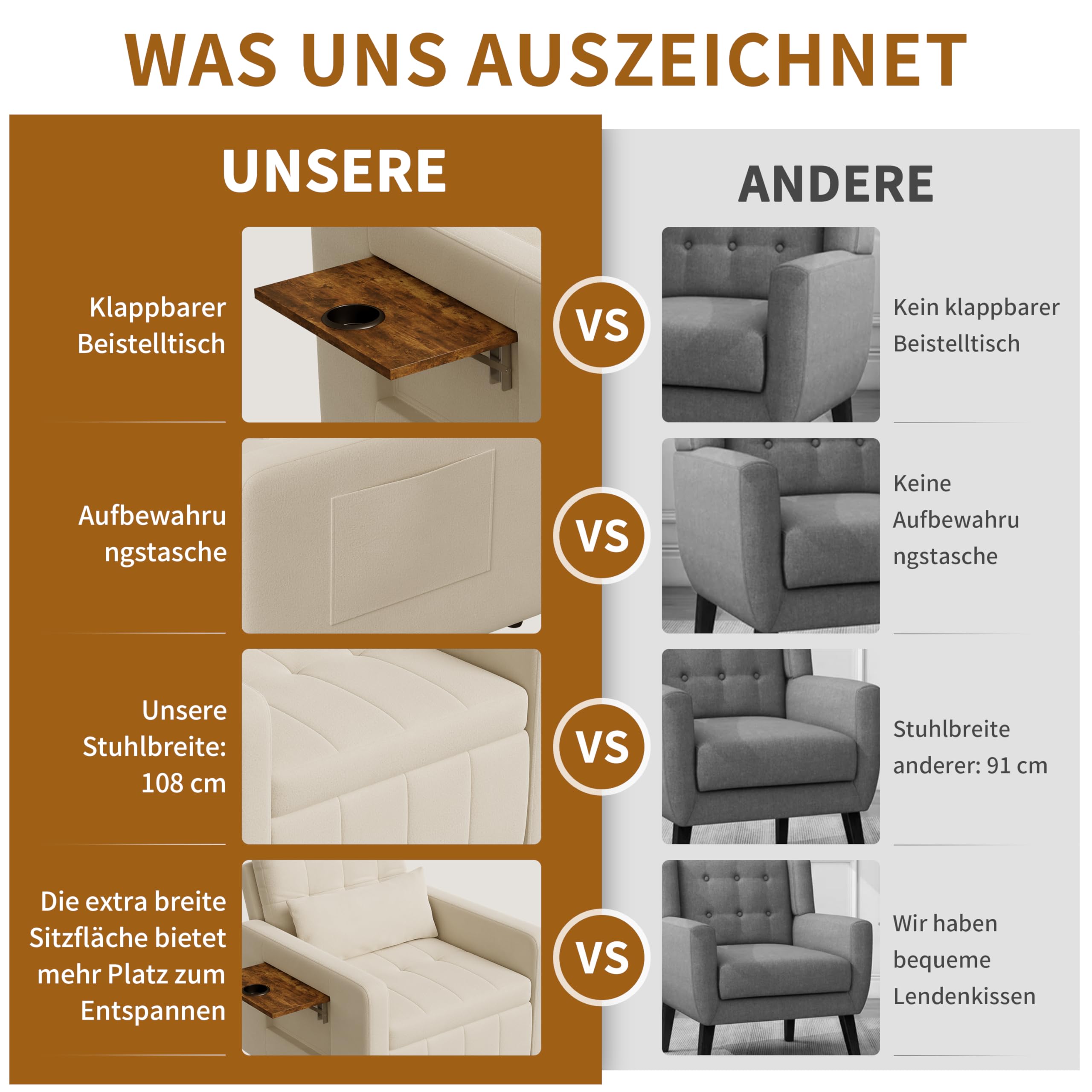 Sillón 3 en 1 convertible, sillón cama con función de cama, sillón ajustable con cojín y bolsillo lateral, sillón con función de dormir para apartamentos pequeños (beige, silla 3 en 1)