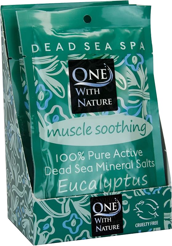 One With Nature Sal de Banho do Mar Morto com Eucalipto, Pacote com 6 sachês de 71 g