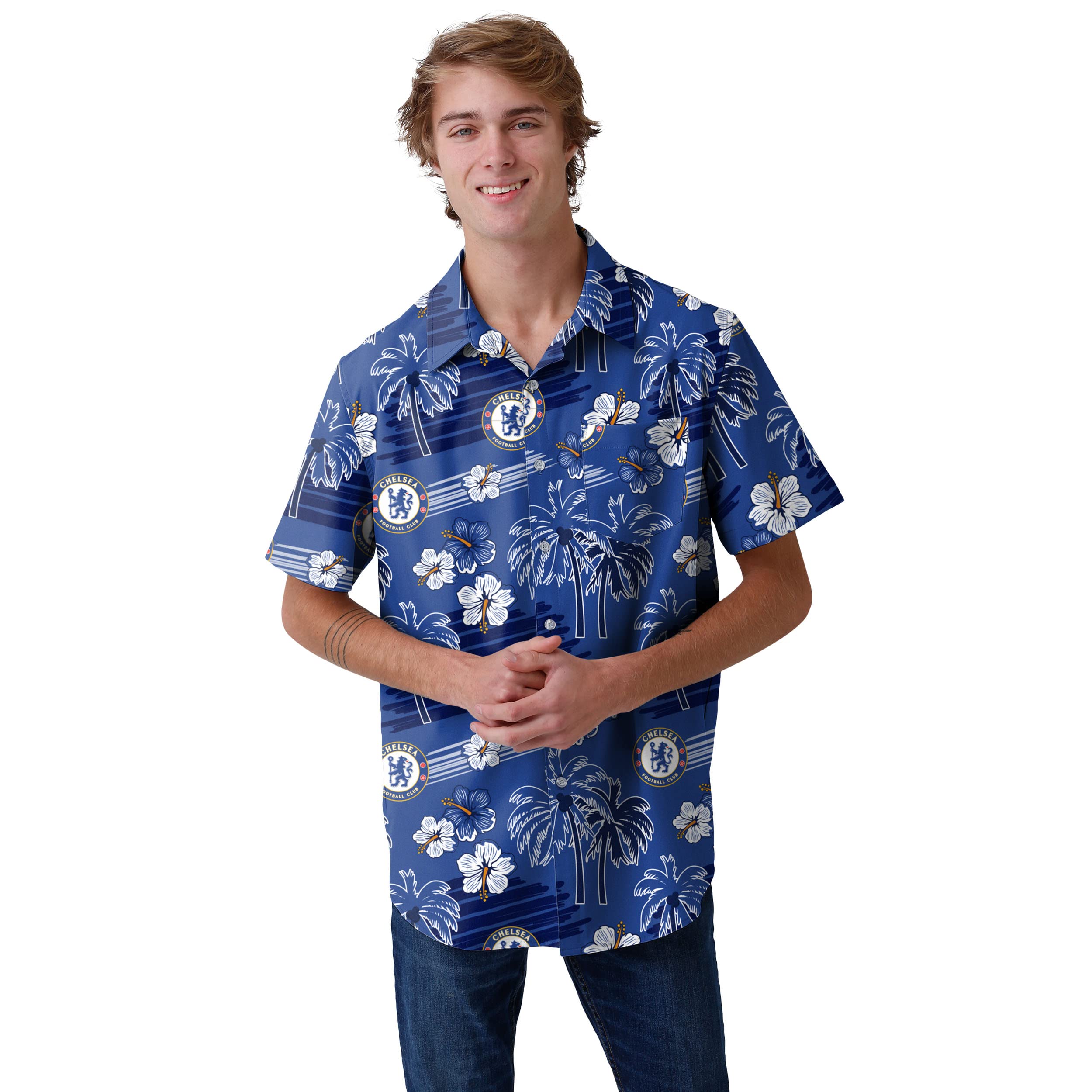 FOCO Officially Licensed Islander Tropical Football Shirt (as8, Alpha, s, Regular, Regular, Chelsea FC) — image 1