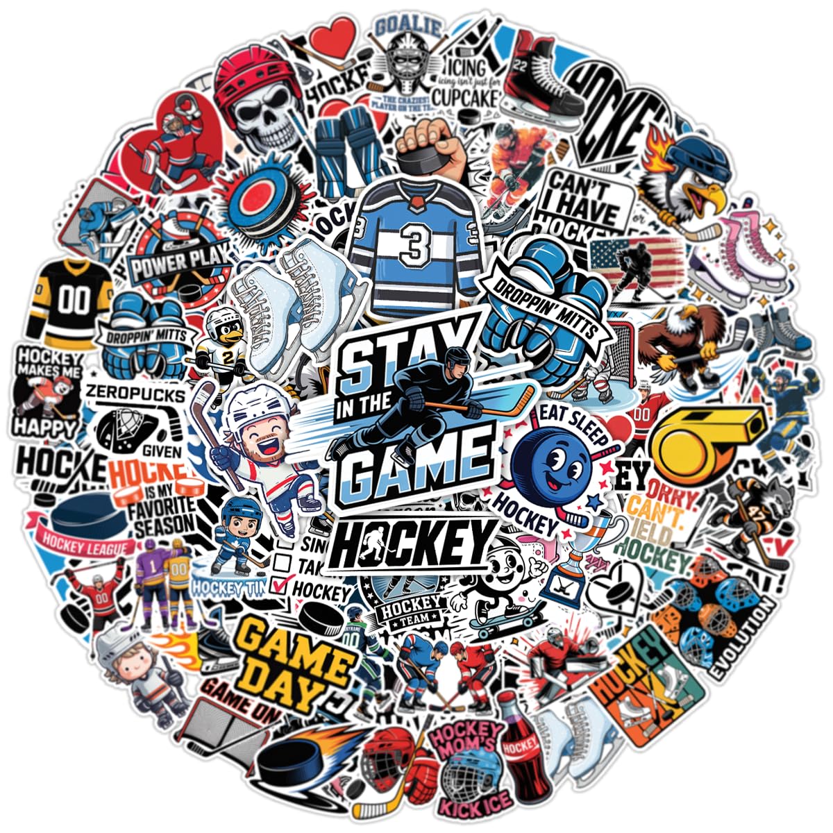 100pcs Ice Hockey Stickers Waterproof Vinyl Perfect for Phone Cases, Laptops, Luggage, Bi…