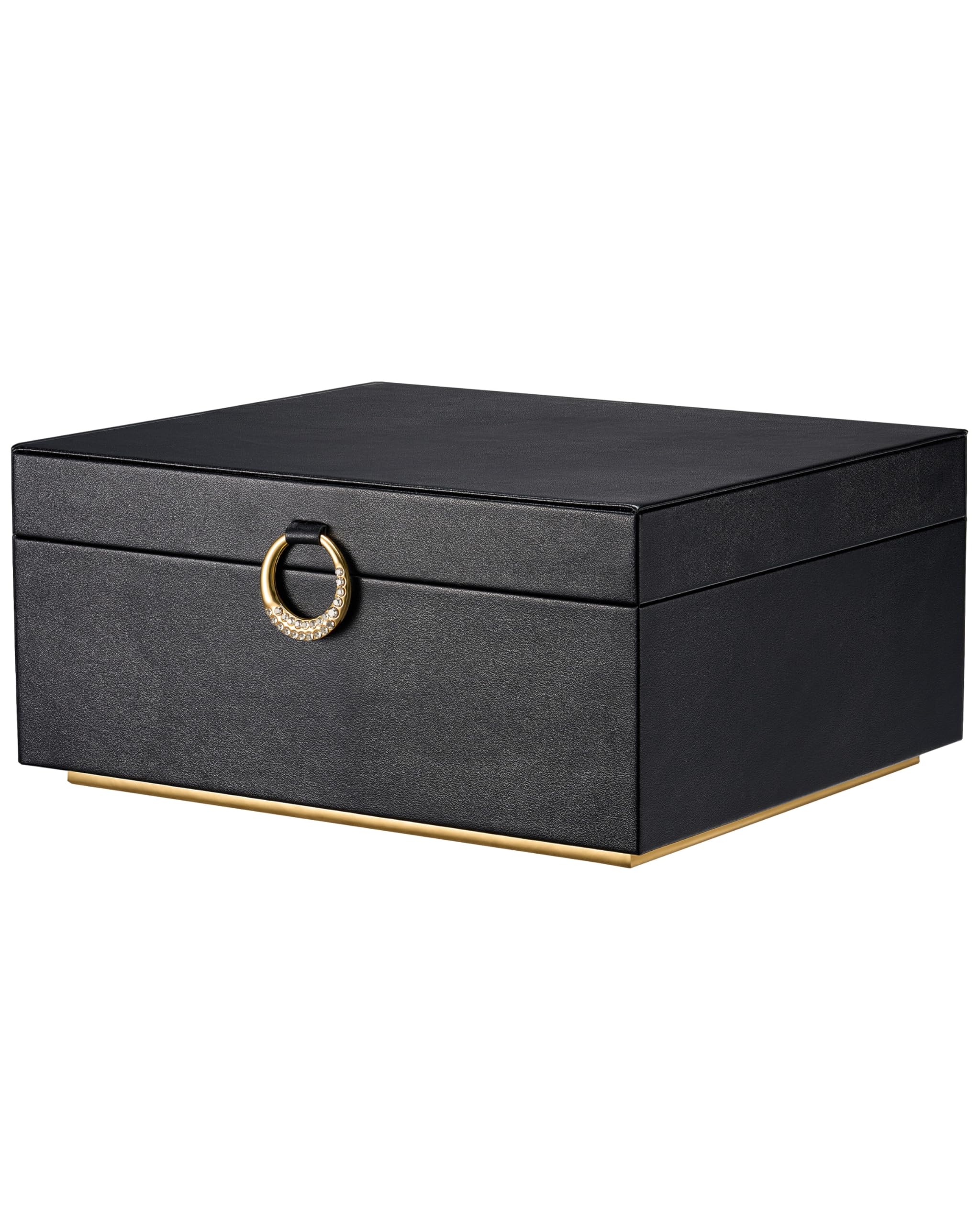 pickpiff 2 Layer Jewelry Box Organizer for Women Jewelry Organizer with Handle Removable Tray Necklace Holder Ring Earring