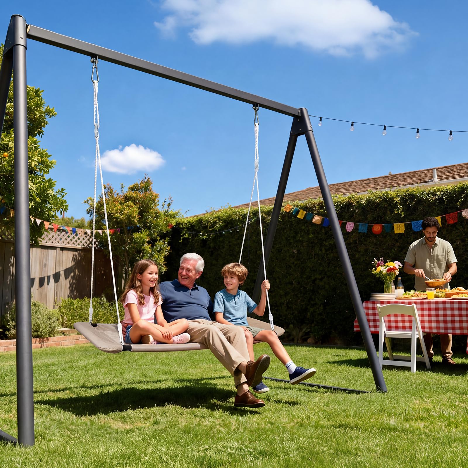Trekassy 320KG Nestschaukel Set 152cm XXL Hängeschaukel Mit 2 Stücke 3 Meter Schaukel Gurten belastbaren 700KG, wasserdichte Baumschaukel Outdoor & Indoor für Mehr Kinder & Erwachsene Sand