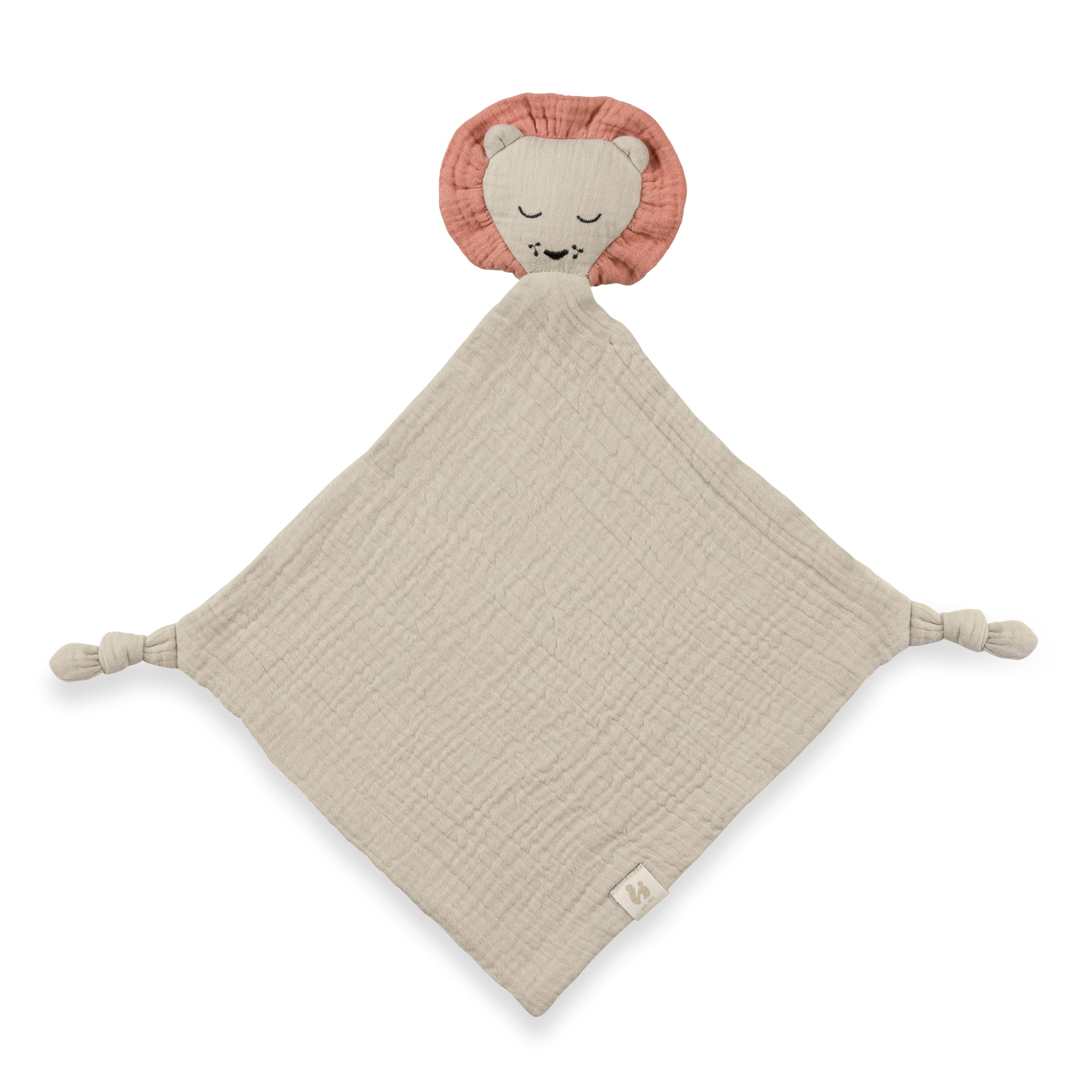 hauck Cuddle N Play, lew beżowy – muślinowa chusta do wąsania i pocieszycielka dla noworodków 25 x 25 cm dla noworodków z motywem zwierzęcym, przytulanka i pomoc w zasypianiu, nadaje się do prania w