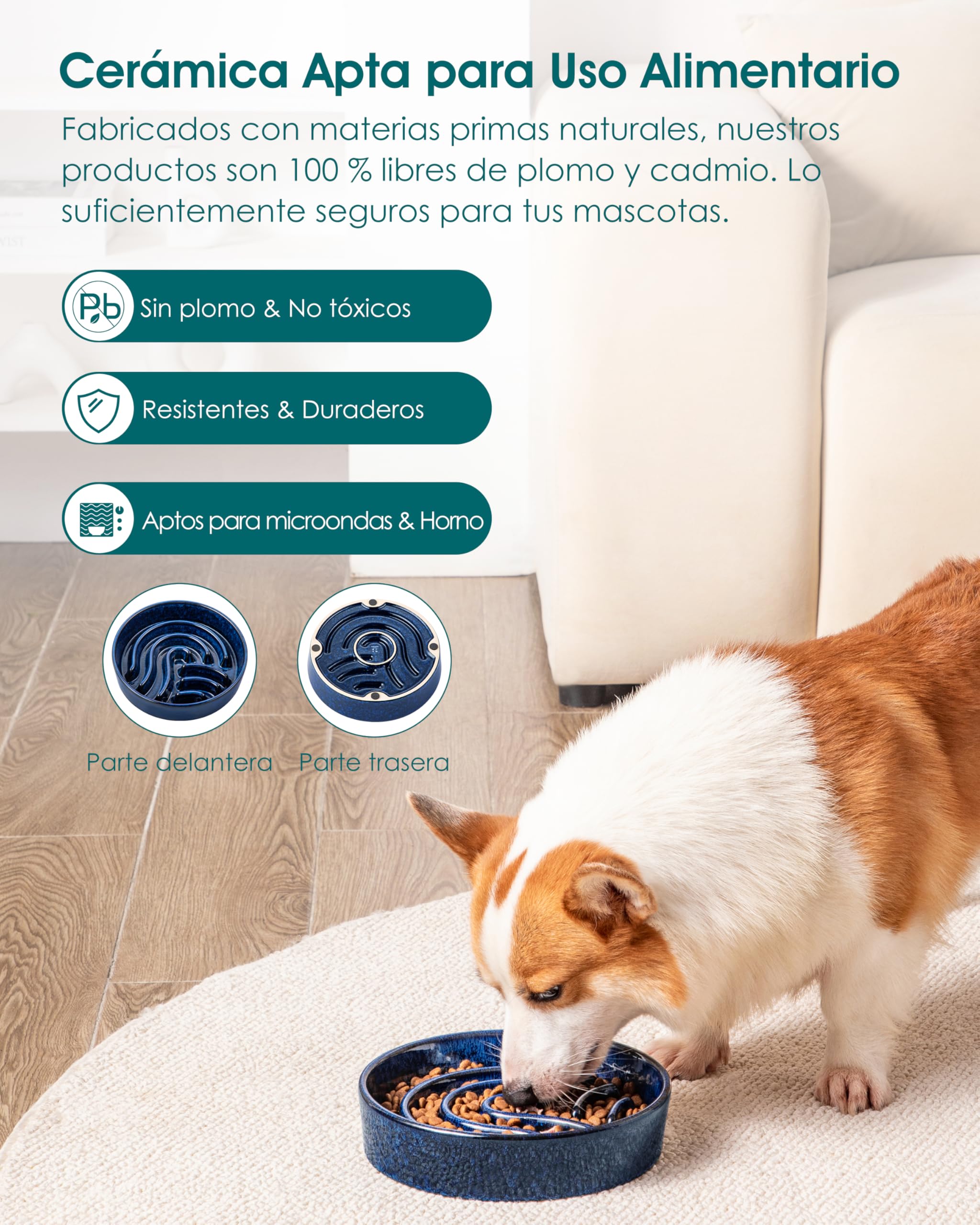 vancasso Comedero Perro Antivoracidad, 960ml Comedero Perro para Perros Pequeños y Medianos, Favorece una Digestión Saludable, Azul