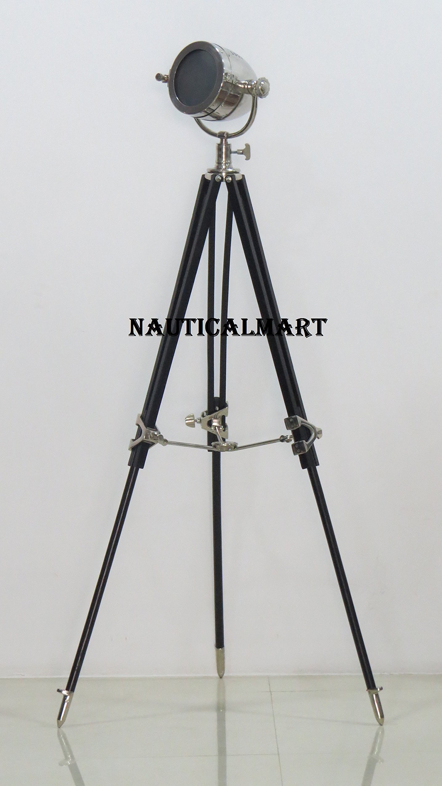 NauticalMart Marine Designer Spot Searchlight with Black Wooden Tripod Stand