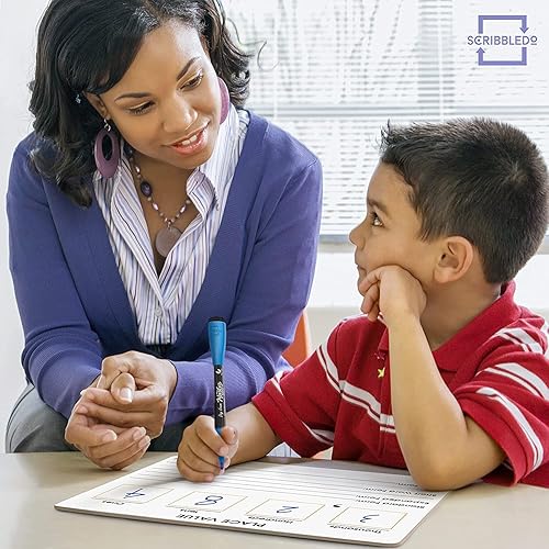 Miniatura 4 de Paquete de 2 tableros de 9 x 12 pulgadas de doble cara de borrado en seco para niños para enseñar valores de lugar desde miles de millones a números