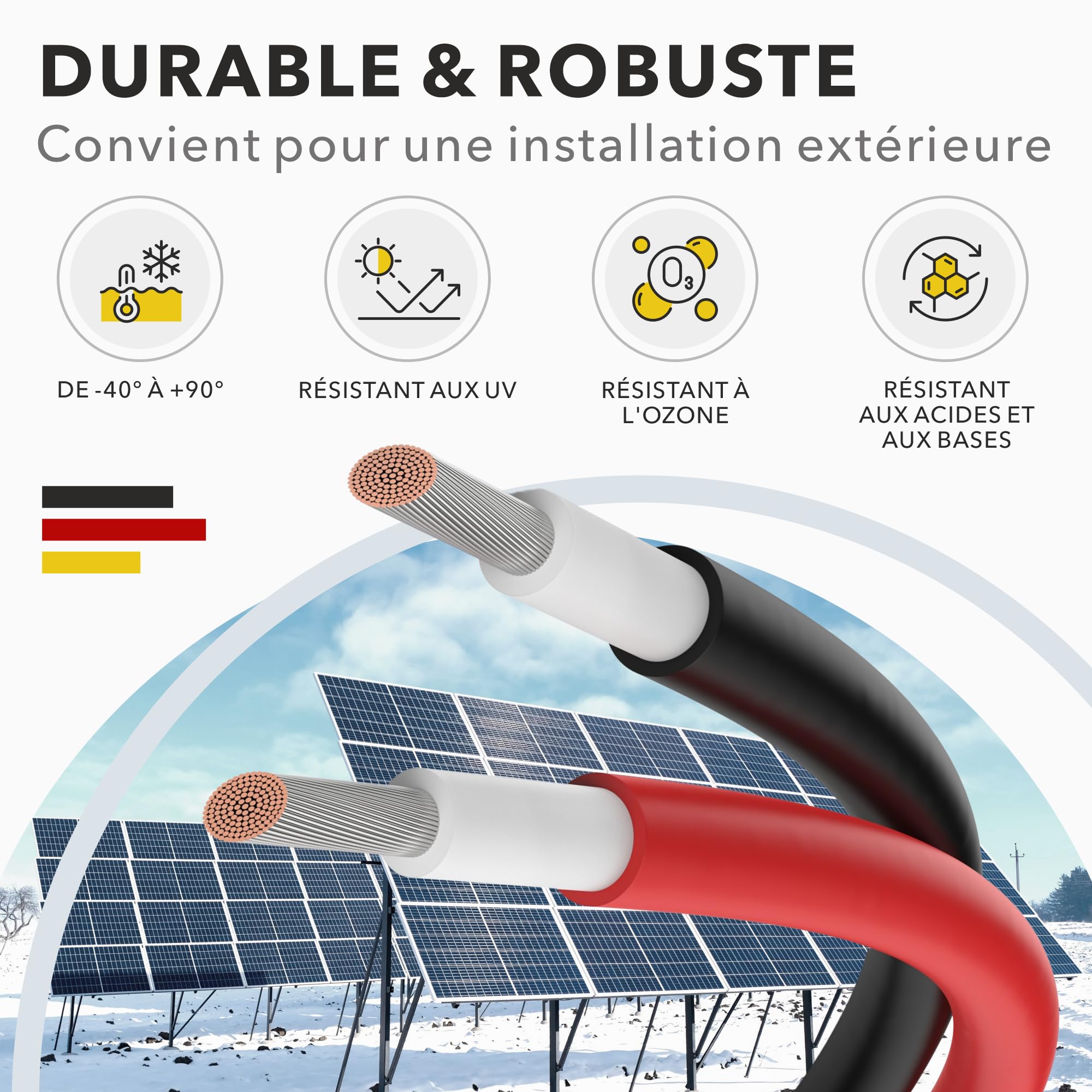 RedStar24 Câble Solaire Premium 4mm² Rouge 50m - Résistant aux UV, Flexible, pour Panneaux Photovoltaïques, Onduleurs & Régulateurs de Charge