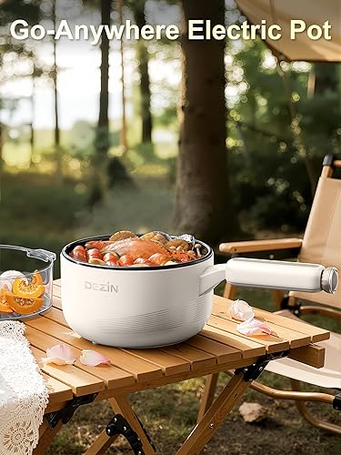 Miniatura 8 de Dezin Olla eléctrica con vaporizador, sartén antiadherente de 2 L, olla eléctrica multifuncional 5 en 1 para carne, arroz frito, avena, sopa,