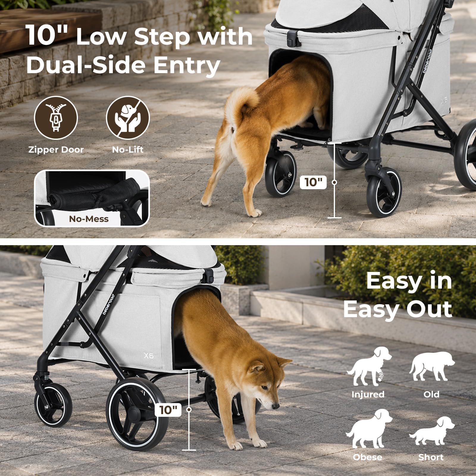 Amazon.co.jp: Beberoad Pets X6 ペットベビーカー 中型大型ペット用