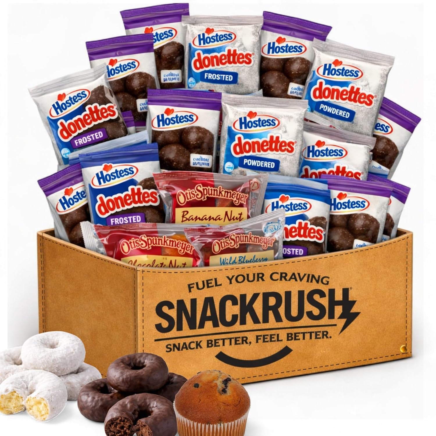 Donut & Muffin Variety Pack 35 Ct Assorted Mini Donuts and Soft Baked Muffins, Individually Wrapped Sweet Snack Box for Office School Travel Care Package – Custom bundled by MOOCHI