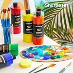 Shuttle Art Acrylic Paint, 12 Colors Acrylic Paint Large Bottle Set, 473ml/16oz Each, Rich Pigments, High Viscosity, Bulk Paint for Artists, Beginners on Rocks Crafts Canvas Wood Ceramic