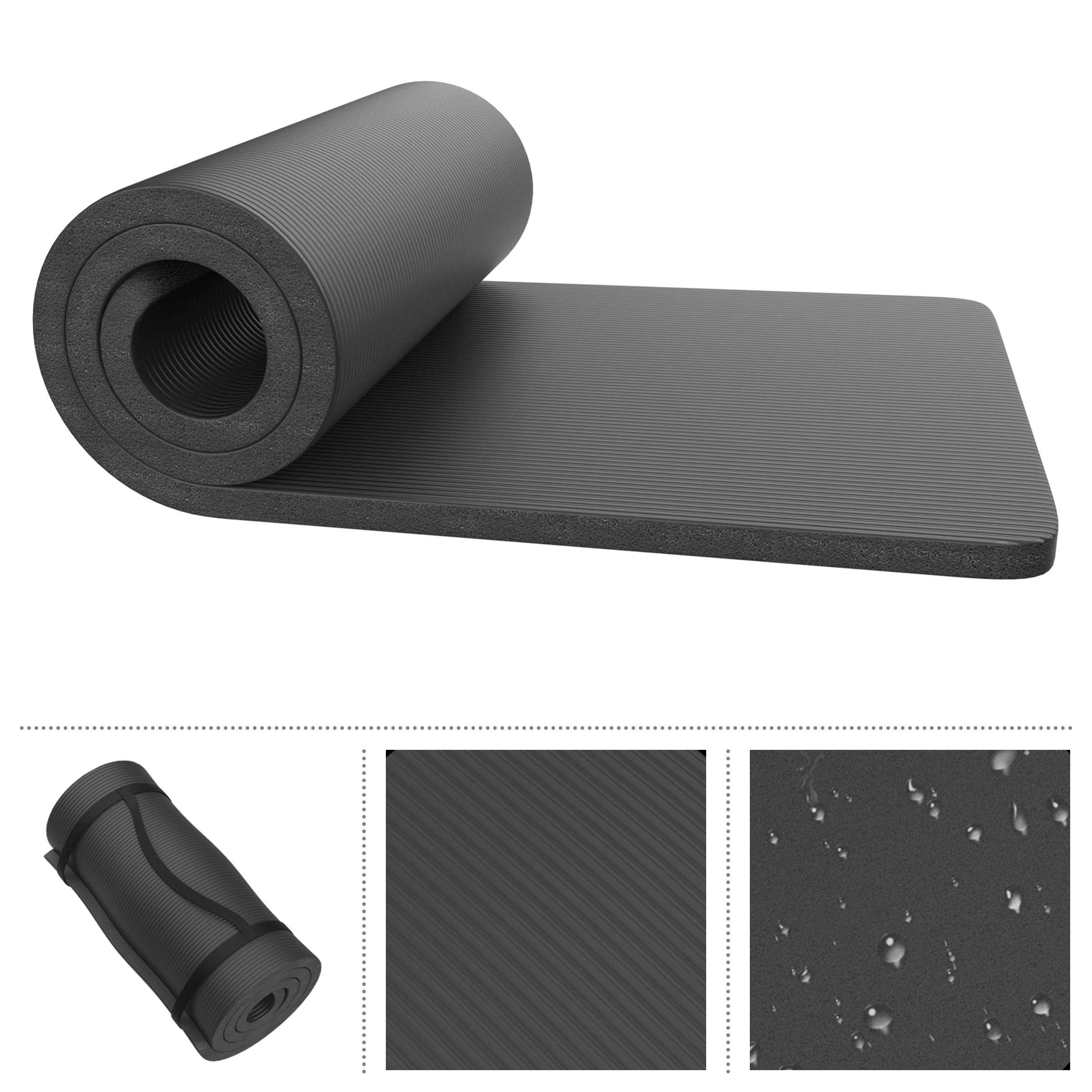 Wakeman zestaw 2 piankowych mat do spania na kemping, bardzo grube, 3,5 cm, wodoodporny zestaw podkładek do spania z paskami do noszenia, do namiotu lub nocowania, czarny