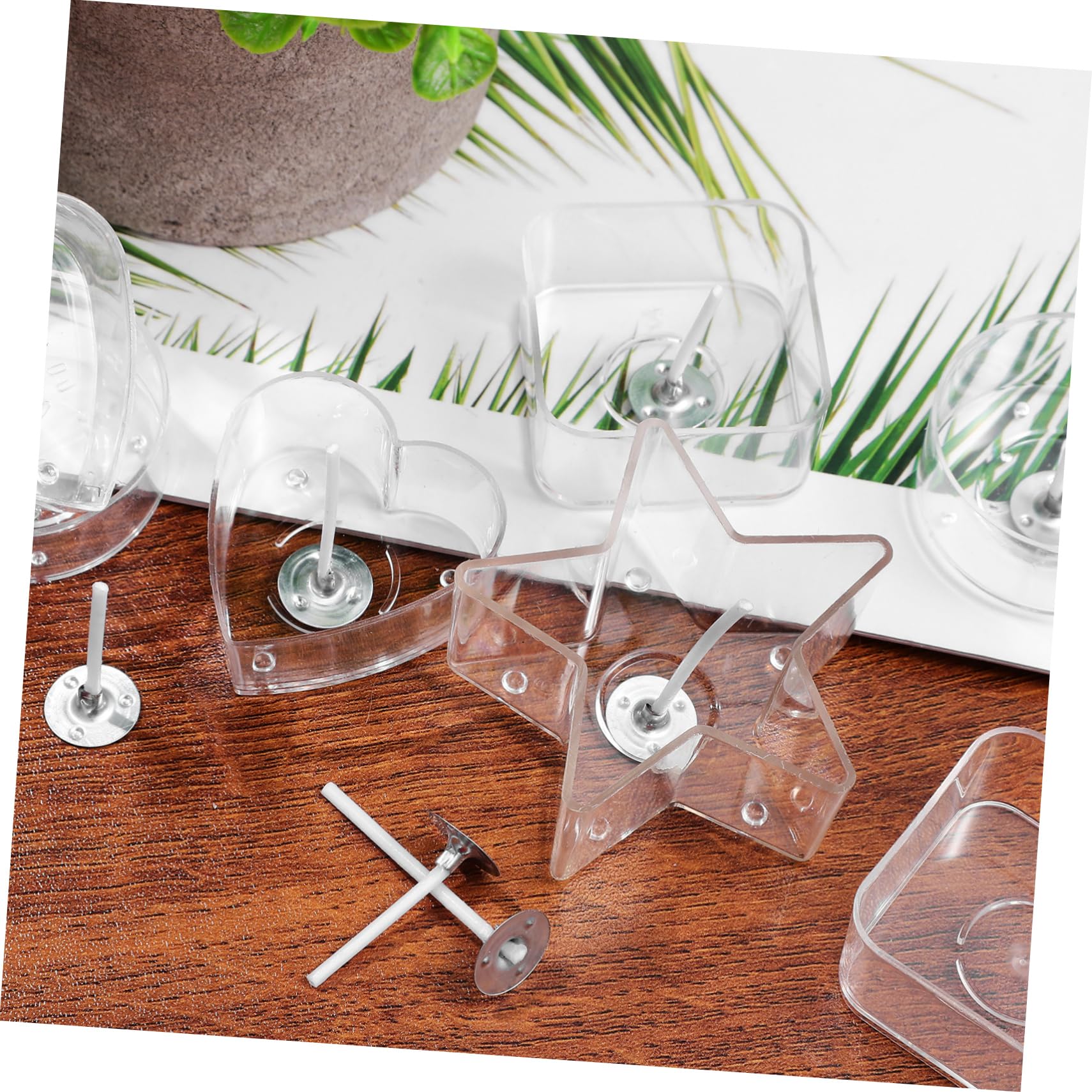 SHINEOFI Set de Portavelas y Alta Transparencia Base Estable Transparentes de Plástico con Mechas para Hacer Velas Artesanales Adecuado para Manualidades de Velas