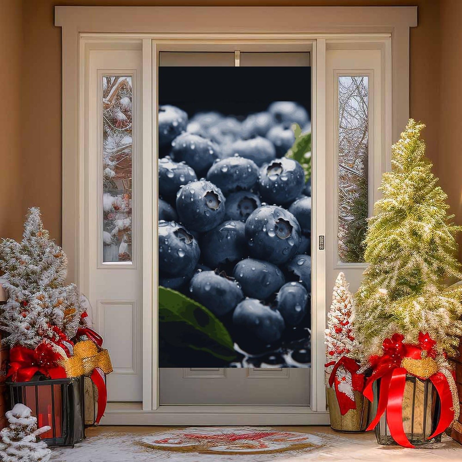 NTVOWPZO Delicious Blueberry Door Curtains for Doorway Privacy Dividers Door Banner Blackout Curtains Fabric Door Window Curtain for Home Bedroom Kitchen Decor 35.4x70.9 in Decorative Banner