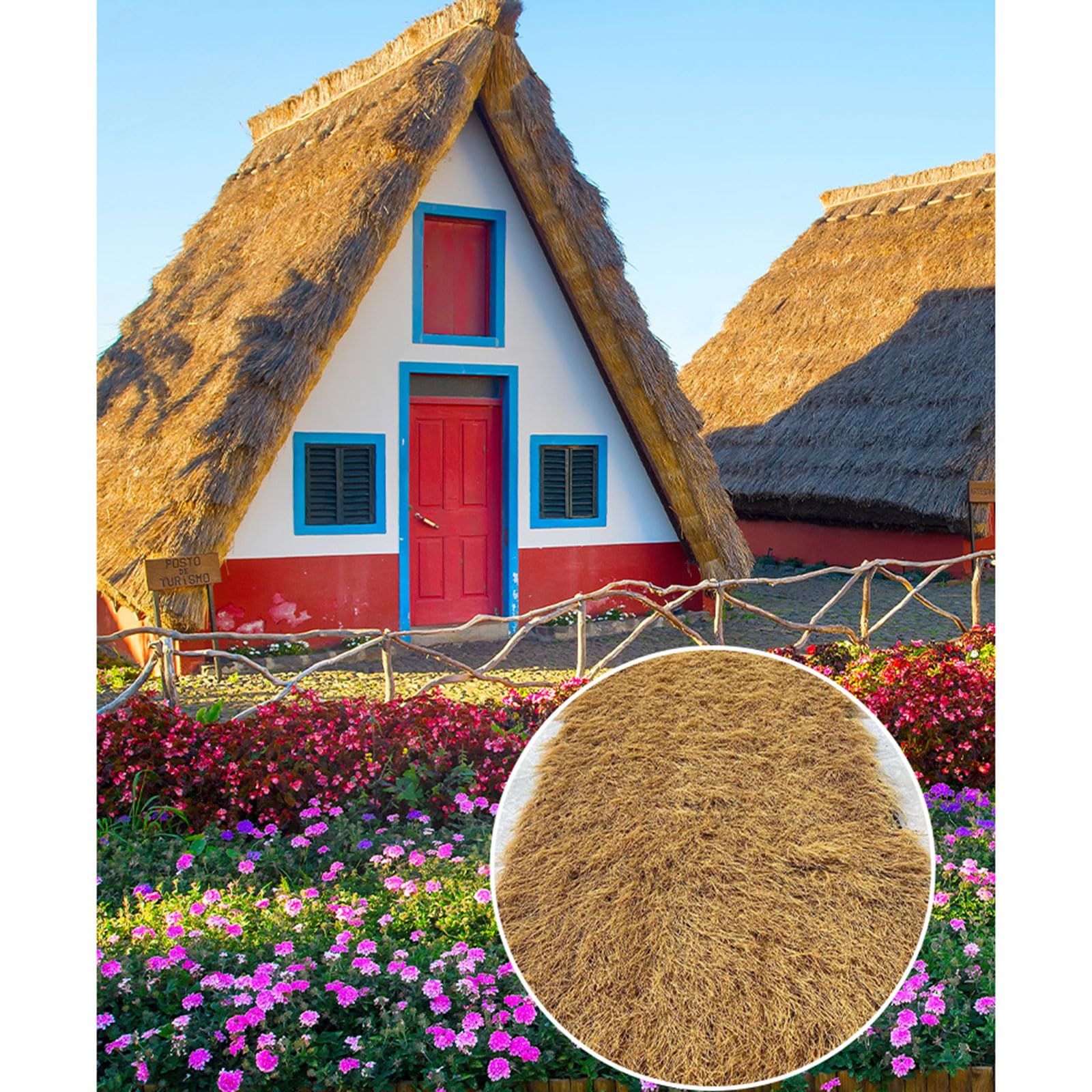 Sztuczna Strzecha Dach do Tiki Bar Dekoracja Tropikalny Styl Ogrodzenie Ogrodowe Pokrywa Szara Strzecha Słomiana Mata (rozmiar: 0,5 * 1 m)