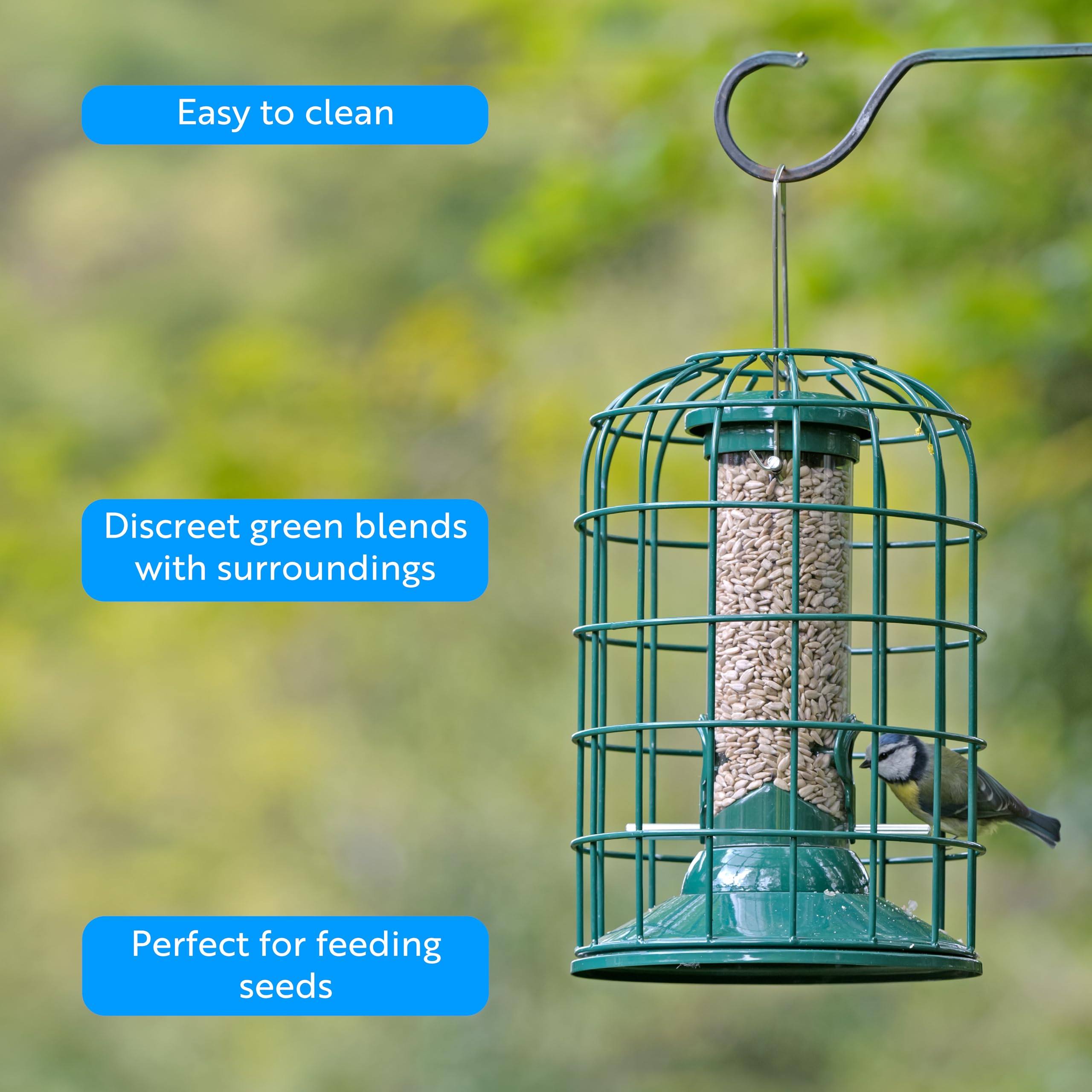 RSPB - Vogelfutterspender für Vögel, hängend, leicht zu reinigen, käfig- und eichhörnchensicher, geeignet für ganzjährige Fütterung, schnelle Montage, langlebig