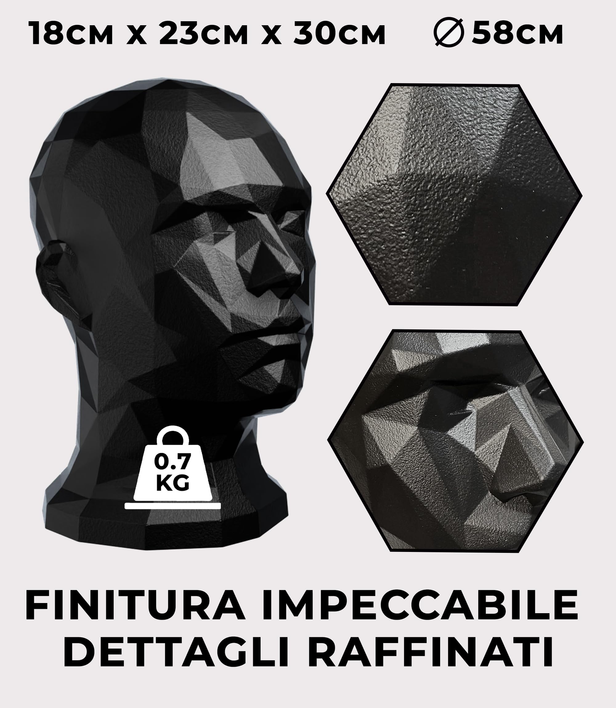 Testa manichino uomo espositore per cappelli caschi gioielli e accessori – supporto elegante per vetrine conservazione e decorazione ideale per negozi o casa