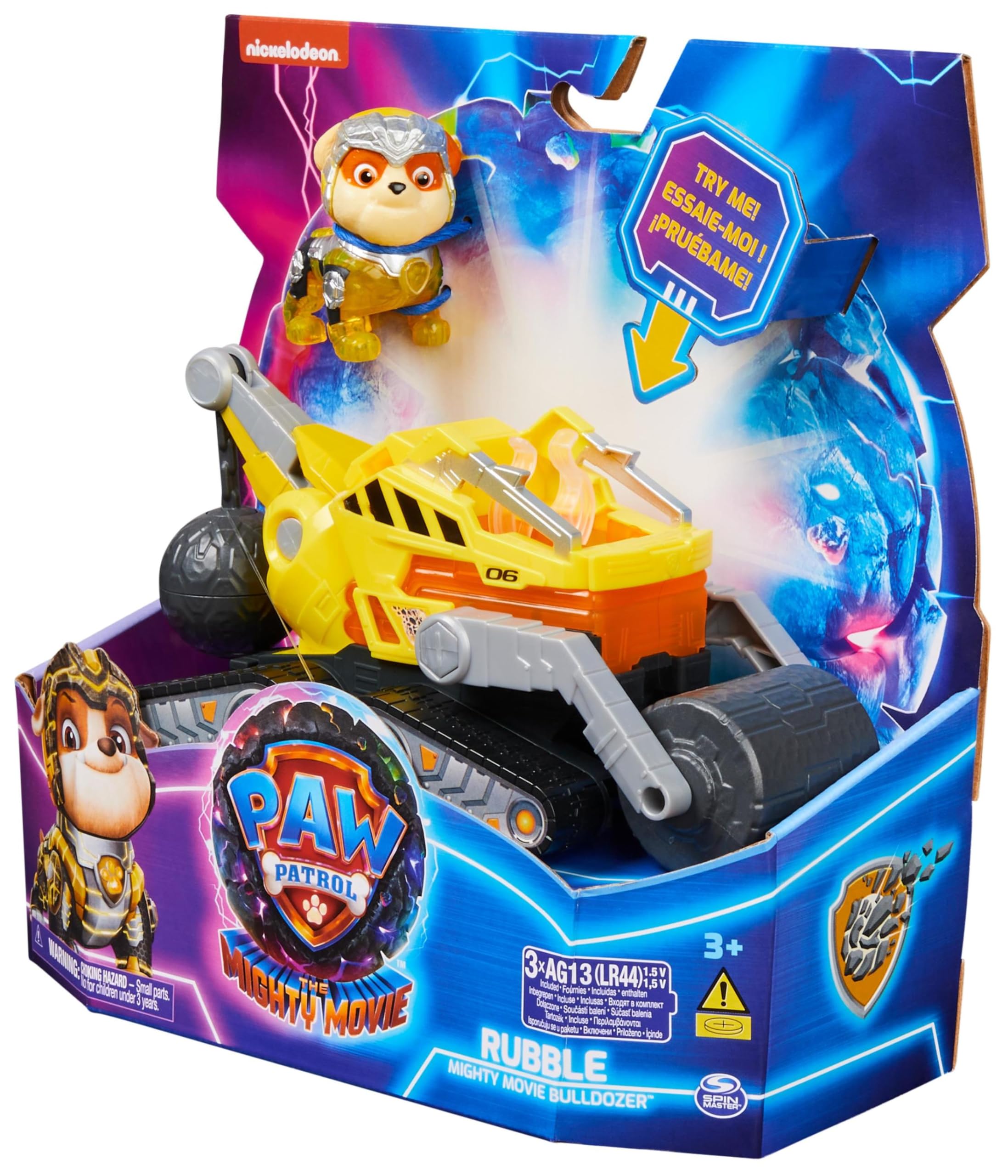 Paw Patrol - Pat Patrouille - Véhicule + Figurine Ruben du Film - Voiture Figurine À Collectionner - Sons Lumières - Pat Patrouille Jouet - Voiture pour Enfant 3 Ans et +
