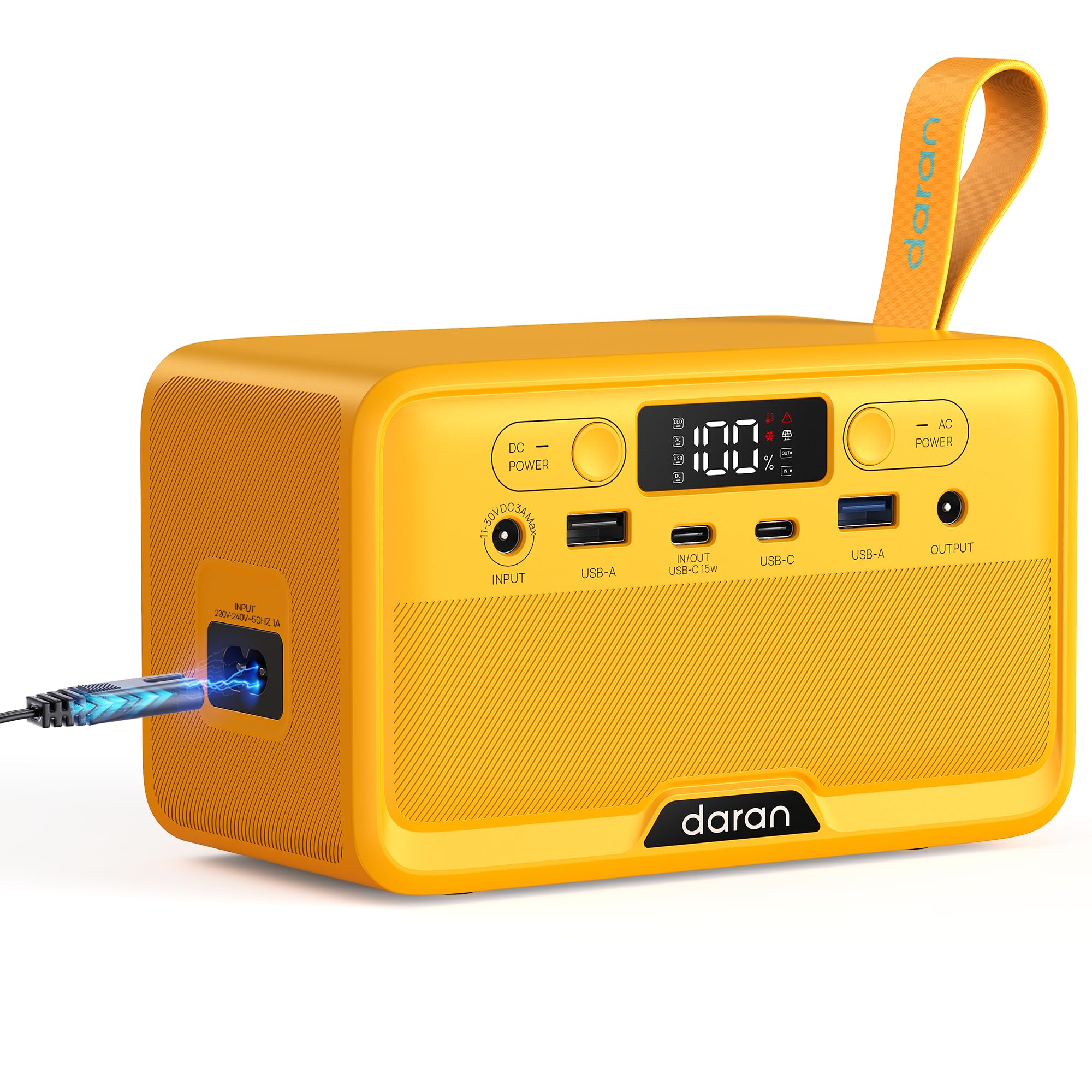 Estación de alimentación portátil, 100 W, 89,6 Wh, 1,15 kg, USB-A 18 W, USB-C 45 W, CA / carga solar de 40 W, para camping, viajes y suministro de energía de emergencia al aire libre