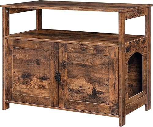 Caja de arena para gatos, muebles ocultos, inodoro cerrado para gatos, casa de arena, tamaño grande, con espacio de almacenamiento adicional, mesa