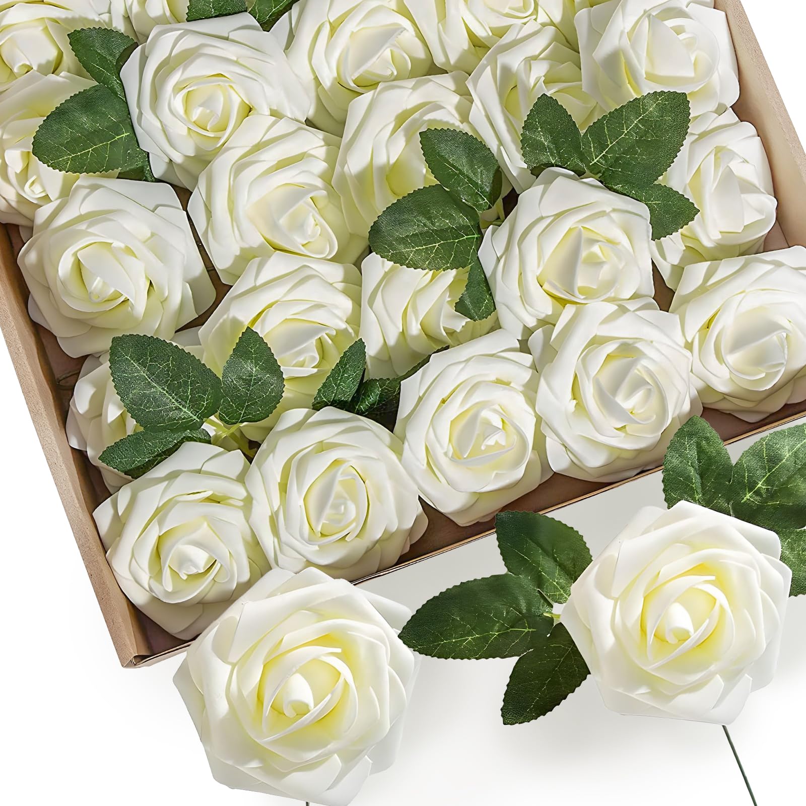 60 Rose Artificiali Rosa - Schiuma Realistica Per Bouquet E