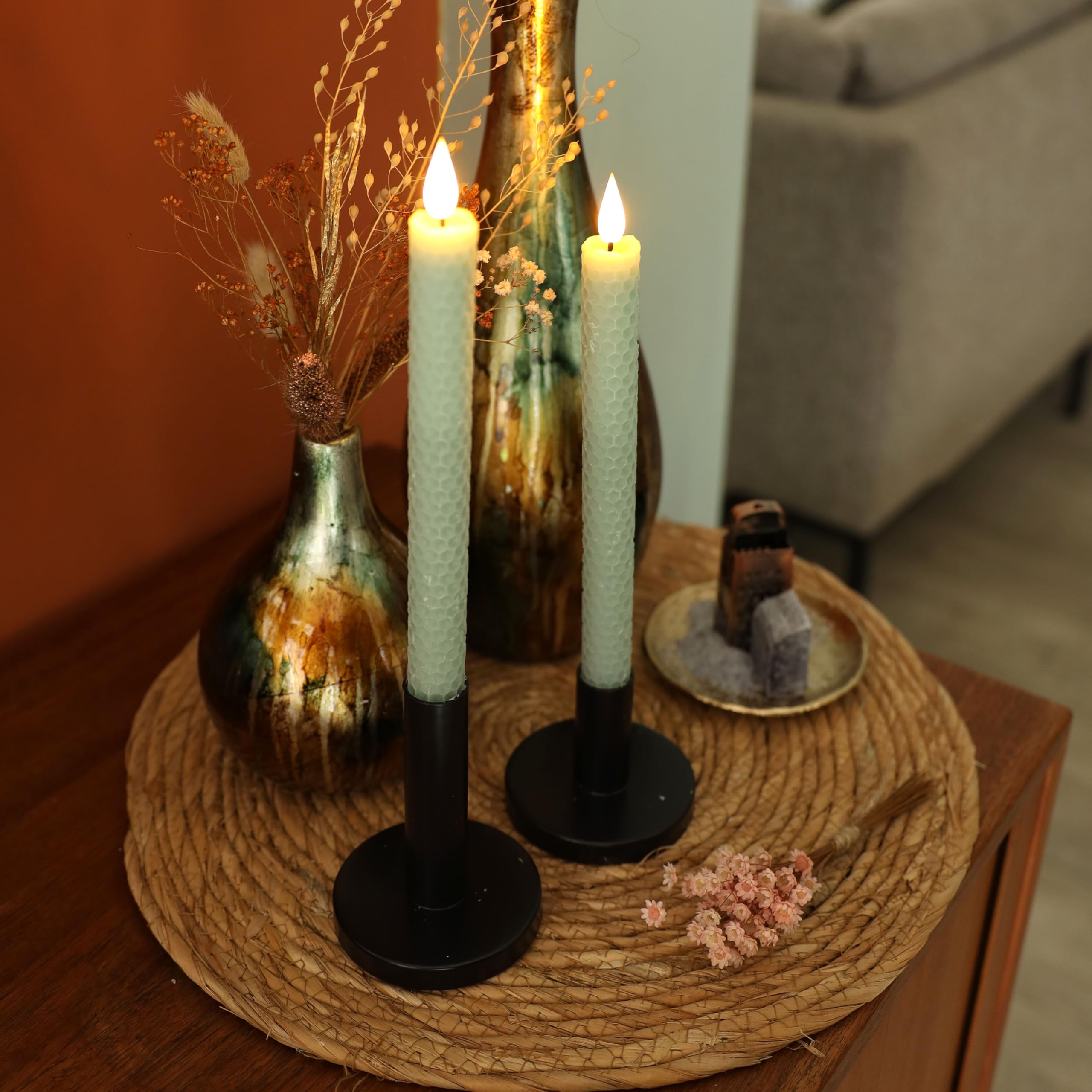 CANDELA LED VERA cera per accendere e soffiare luce bianca calda tremolante alta 15 cm EUR 11,99
