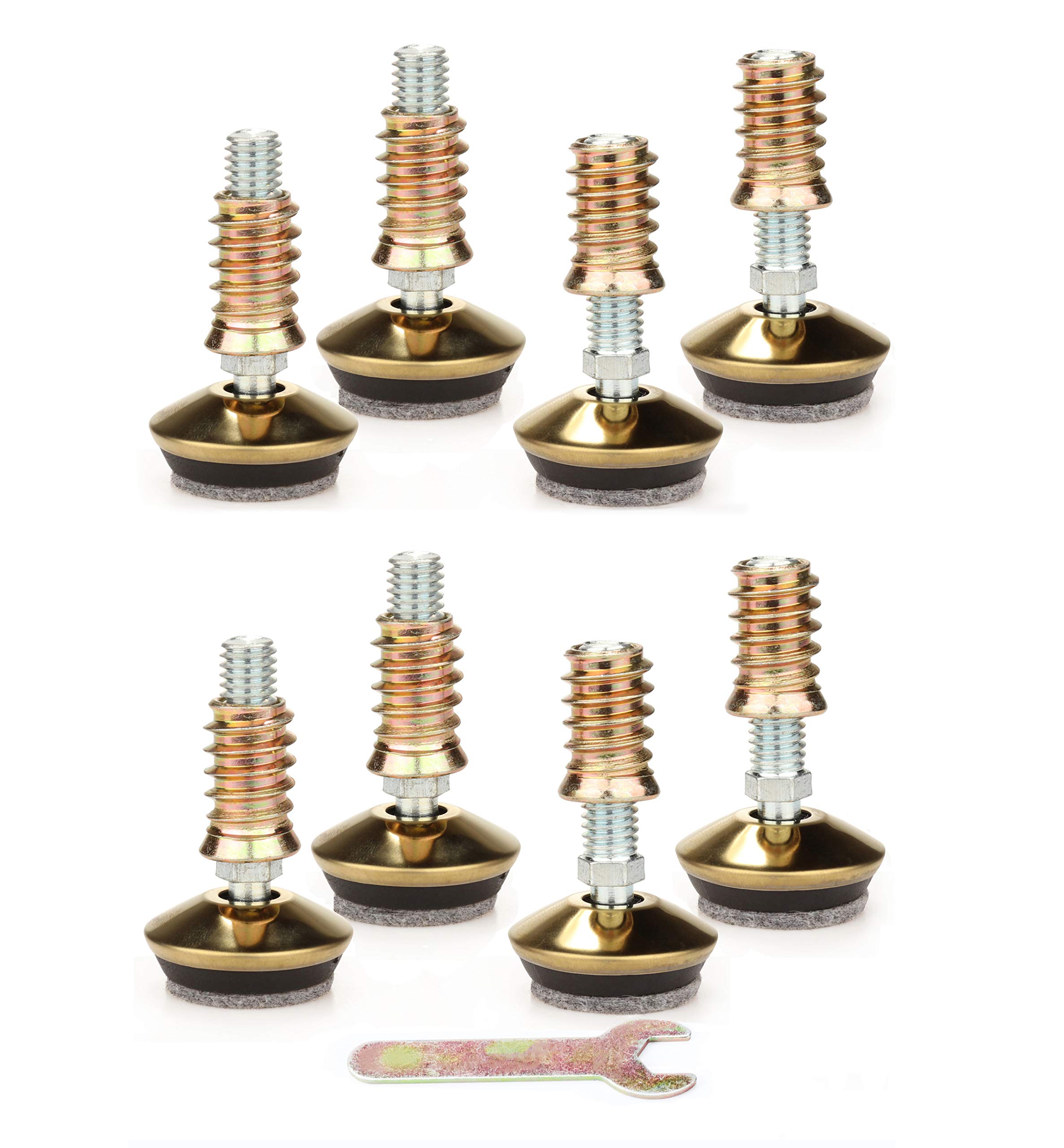 Swivel Furniture Levelers - Glide regolabile per tablet - Fully Threaded regolabile altezza 0,9" fino a 1,28"-1,35" Dia. Base, 3/8"-16 Thread (C-8PK)