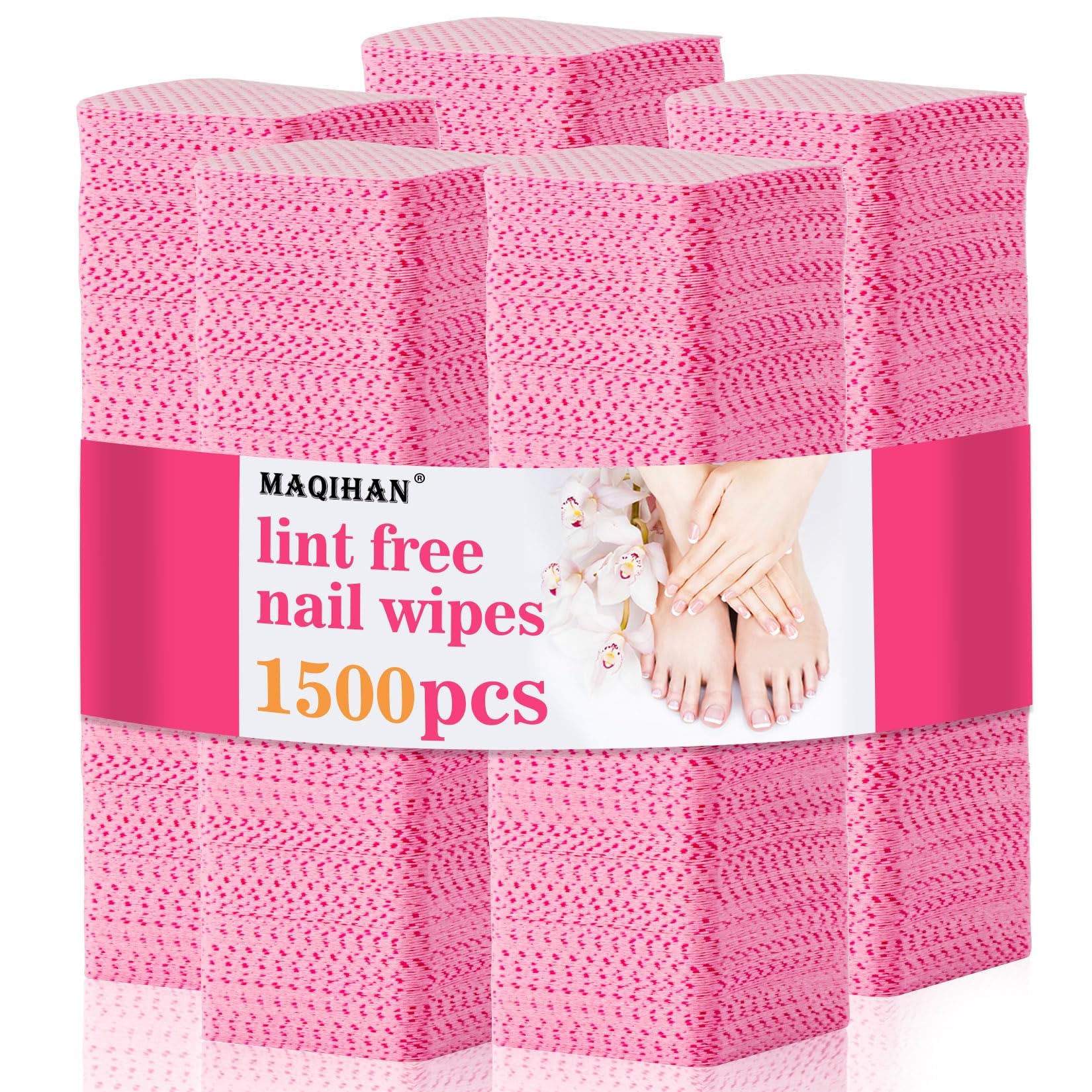 MAQIHAN 1200 Lint Free Nail Wipes - Pink Acetone Nail Polish Remover Wipes Lint Free Nail Wipes Pads Gel Nails No Lint Nail Glue Wipes Eyelash Extensions Toallitas Para Uñas Sin Pelusa Nail Supplies