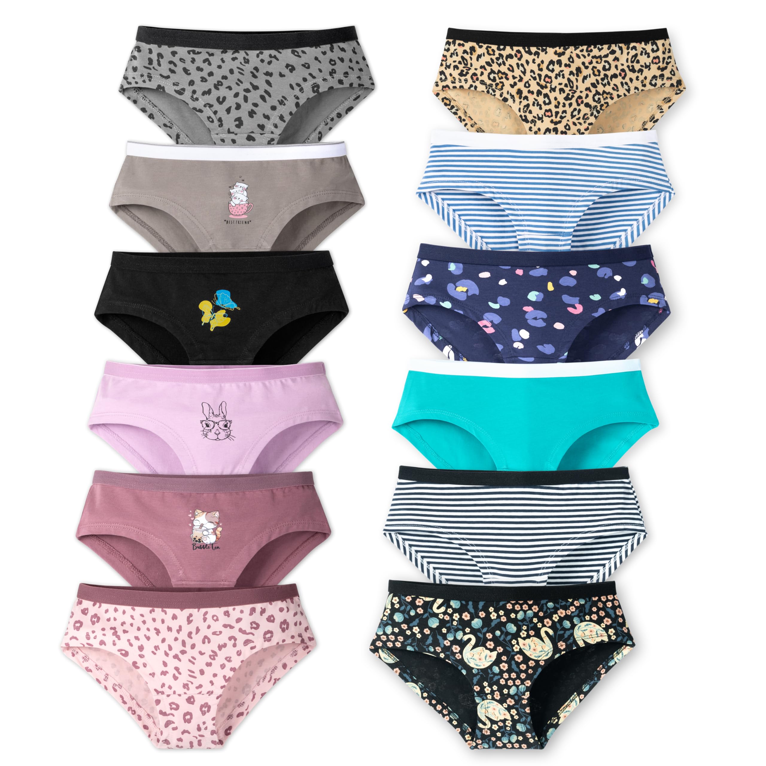 ARIEL Girl's Cotton Soft and Comfortable Panties, Pack of 12