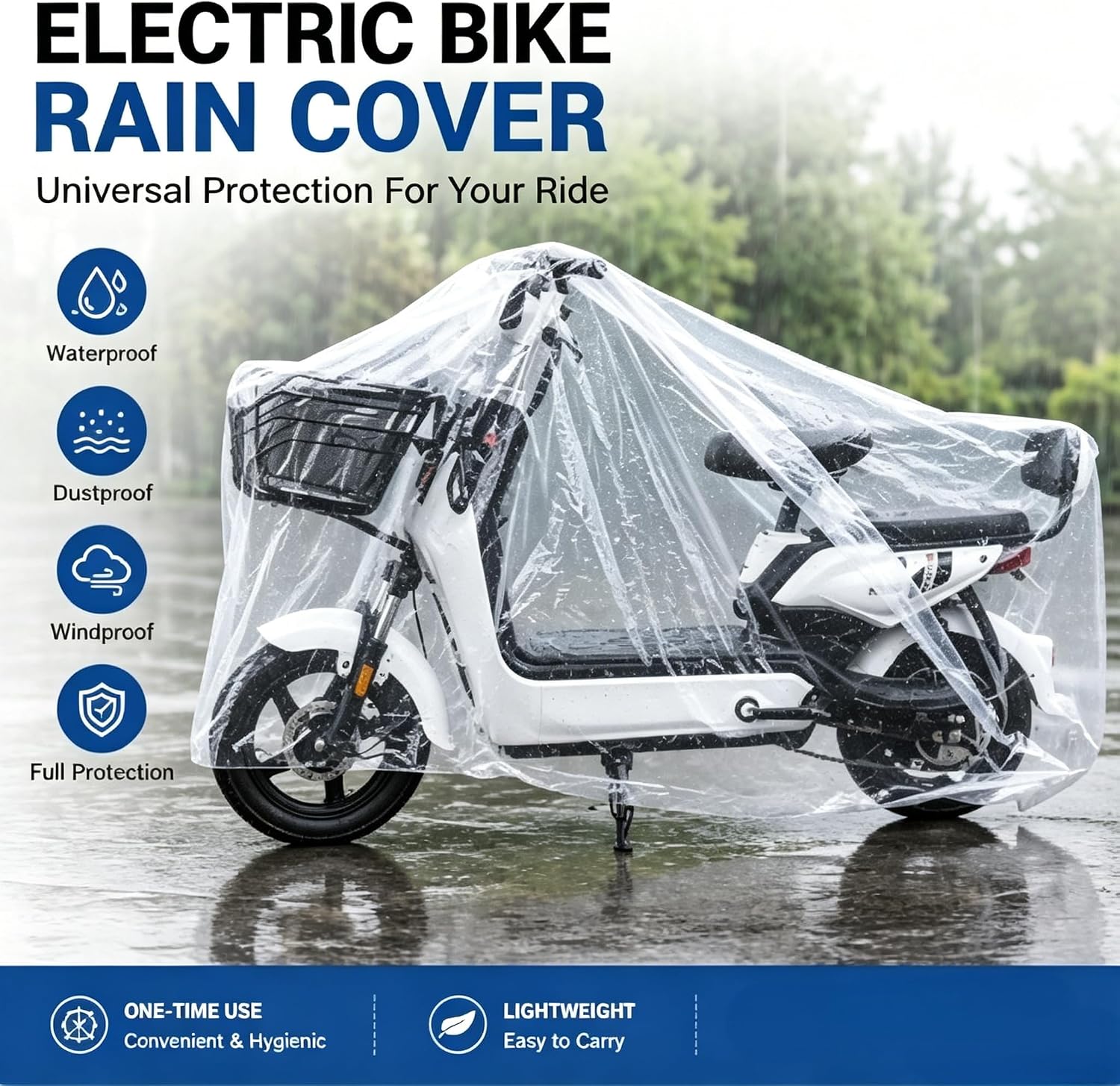 Disposable Motorcycle Cover Universal Fit for Electric Bikes Scooters Bicycles Waterproof Dustproof Clear Plastic Temporary Rain Shield 10 Pack