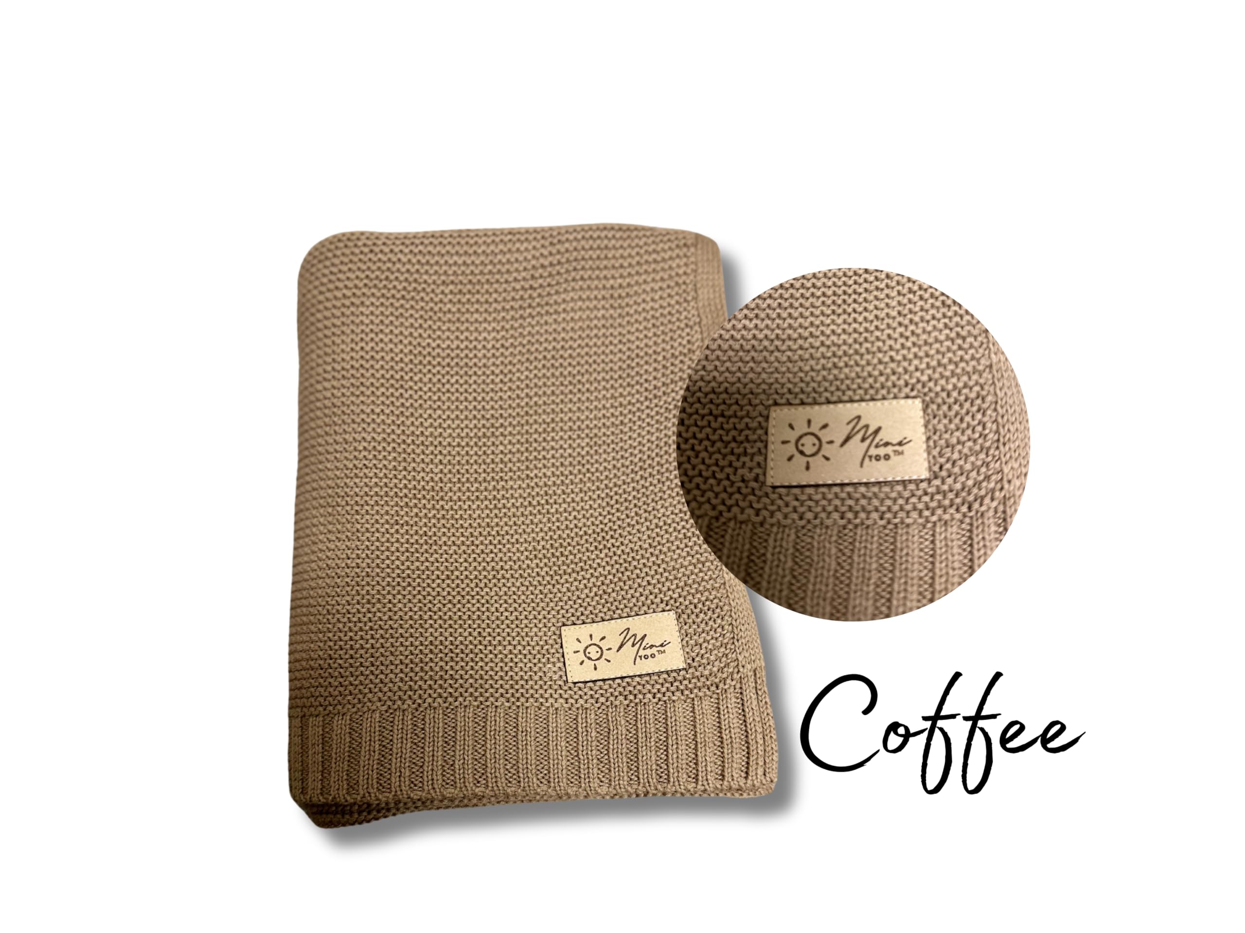 Mantas de algodón de punto para bebé, para una comodidad extrema, calidez transpirable y cuidado suave para recién nacidos y bebés (paquete de 2, crema y café)